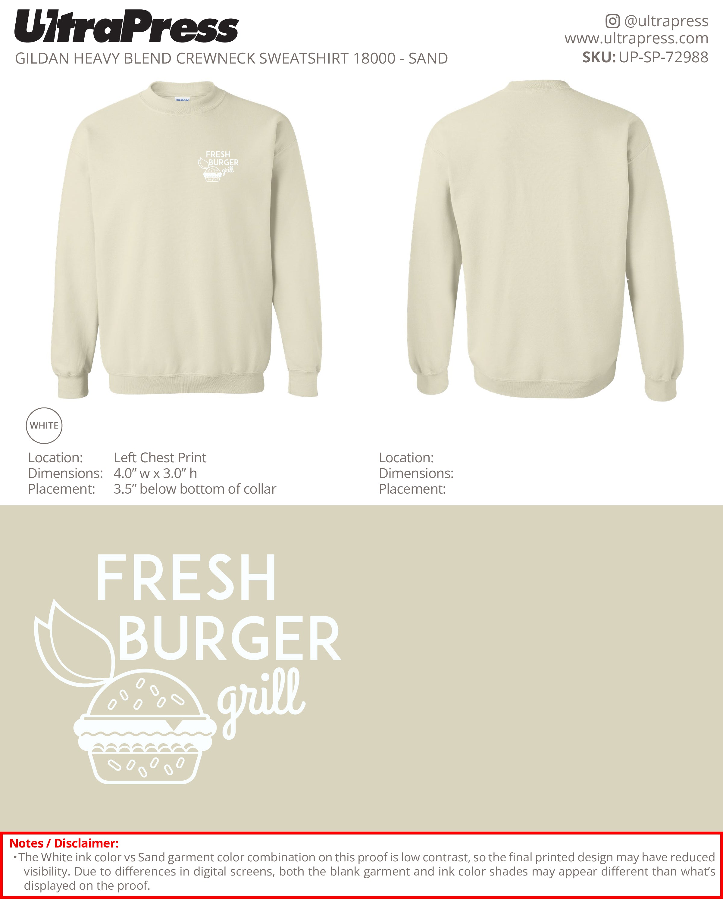 UP-SP-72988 Fresh Burger Grill - Tanya 50 Min Qty (Bulk)