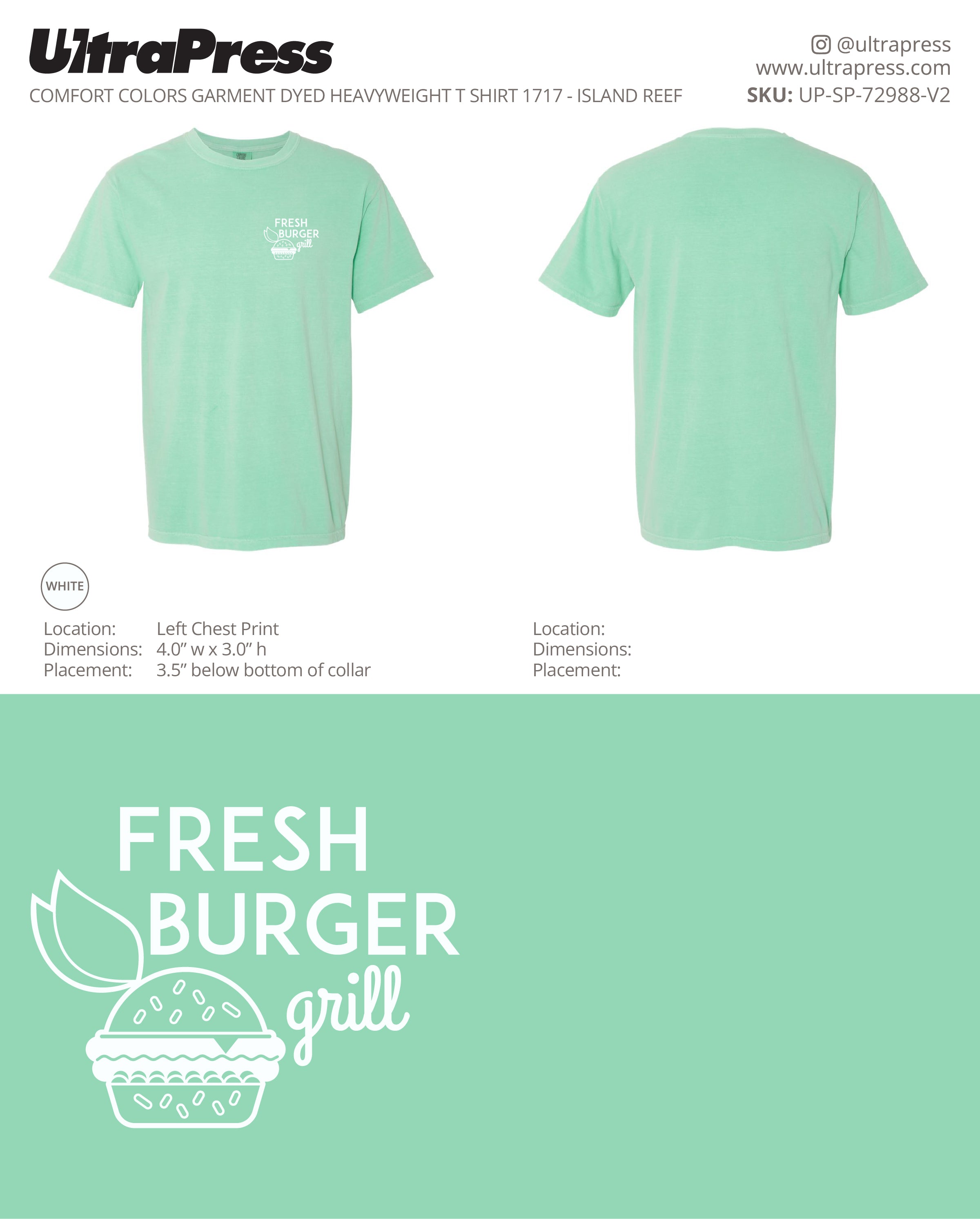 UP-SP-72988 Fresh Burger Grill Adult Shirts - Tanya 100 Min Qty (Bulk)
