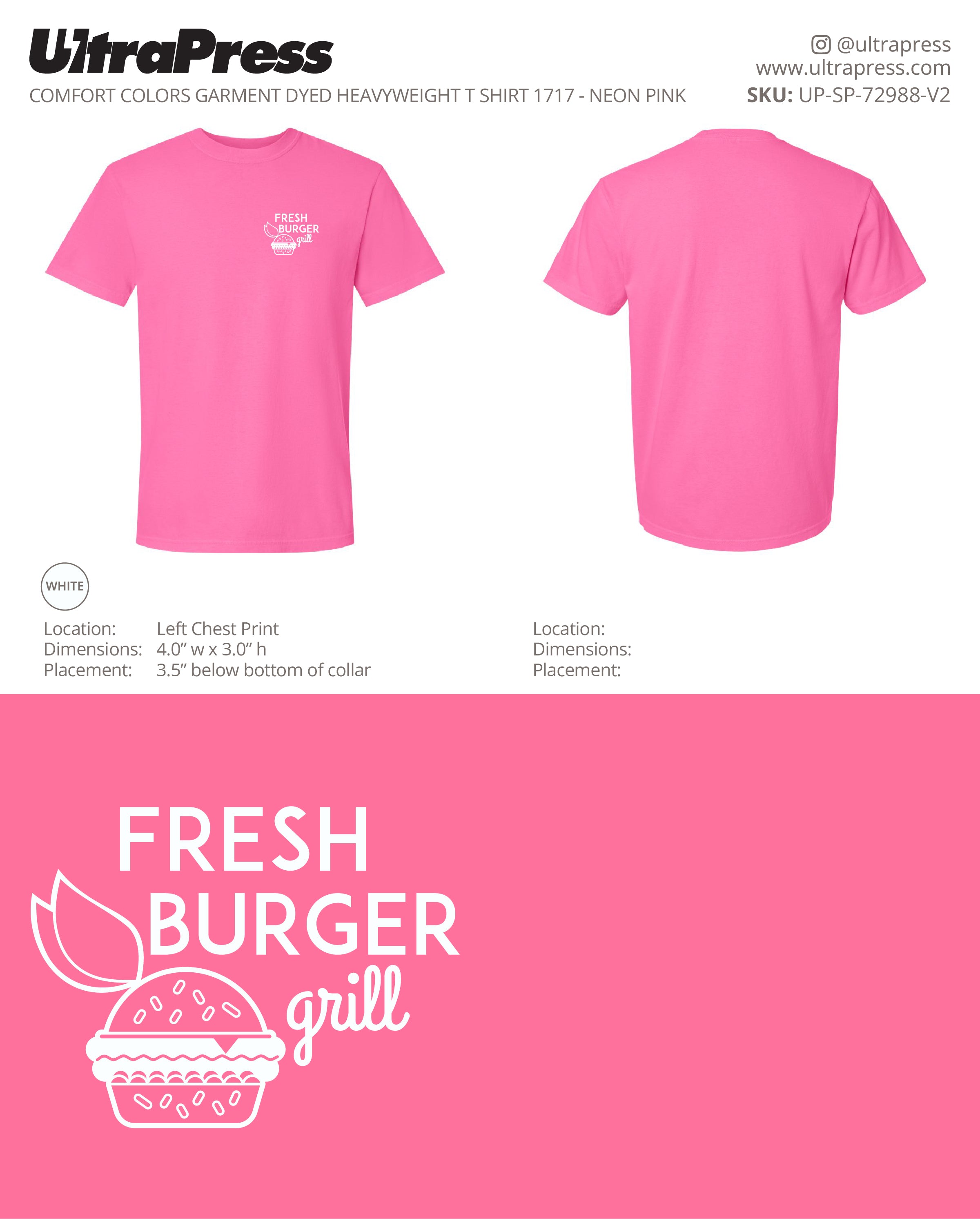 UP-SP-72988 Fresh Burger Grill Adult Shirts - Tanya 100 Min Qty (Bulk)