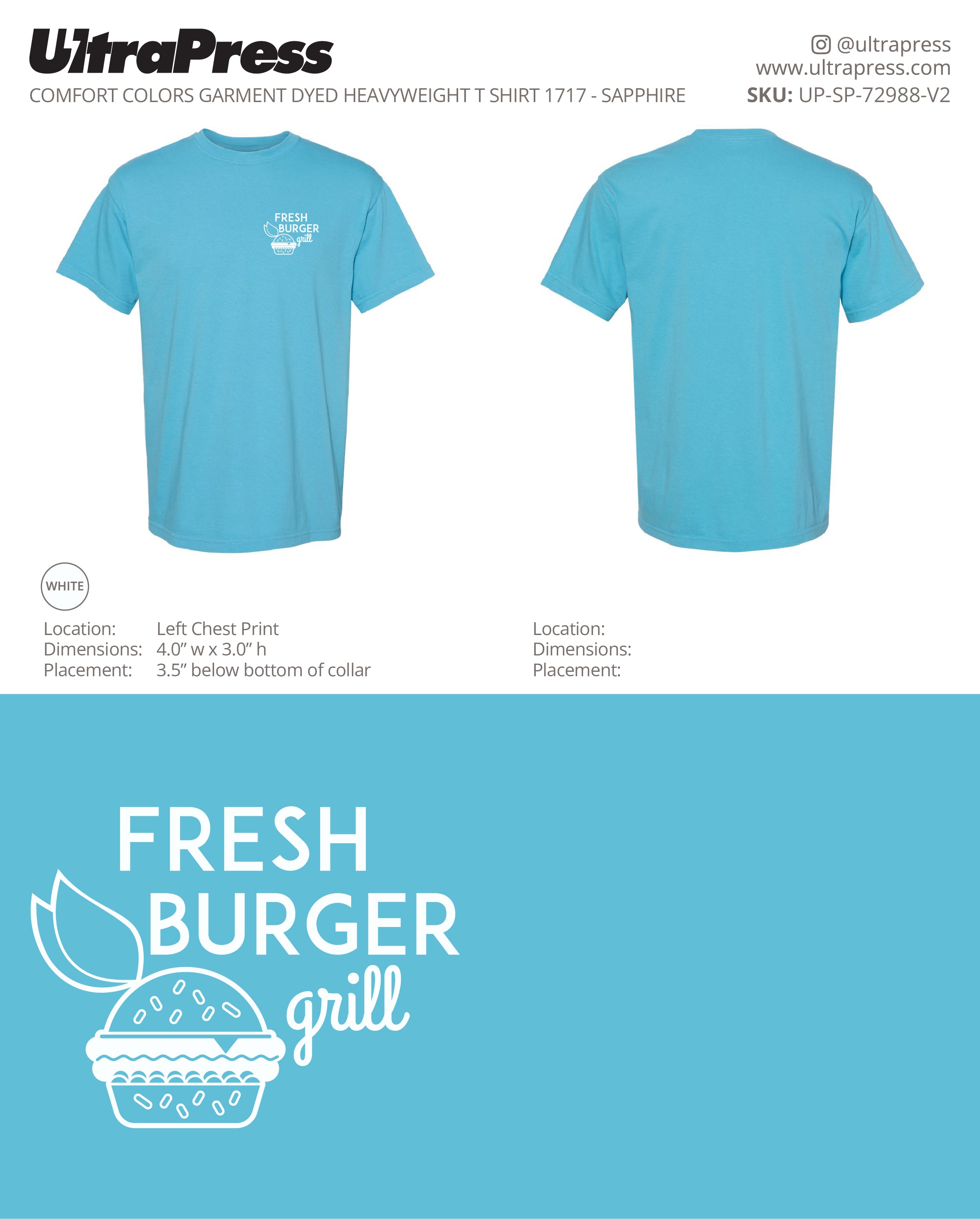 UP-SP-72988 Fresh Burger Grill Adult Shirts - Tanya 100 Min Qty (Bulk)