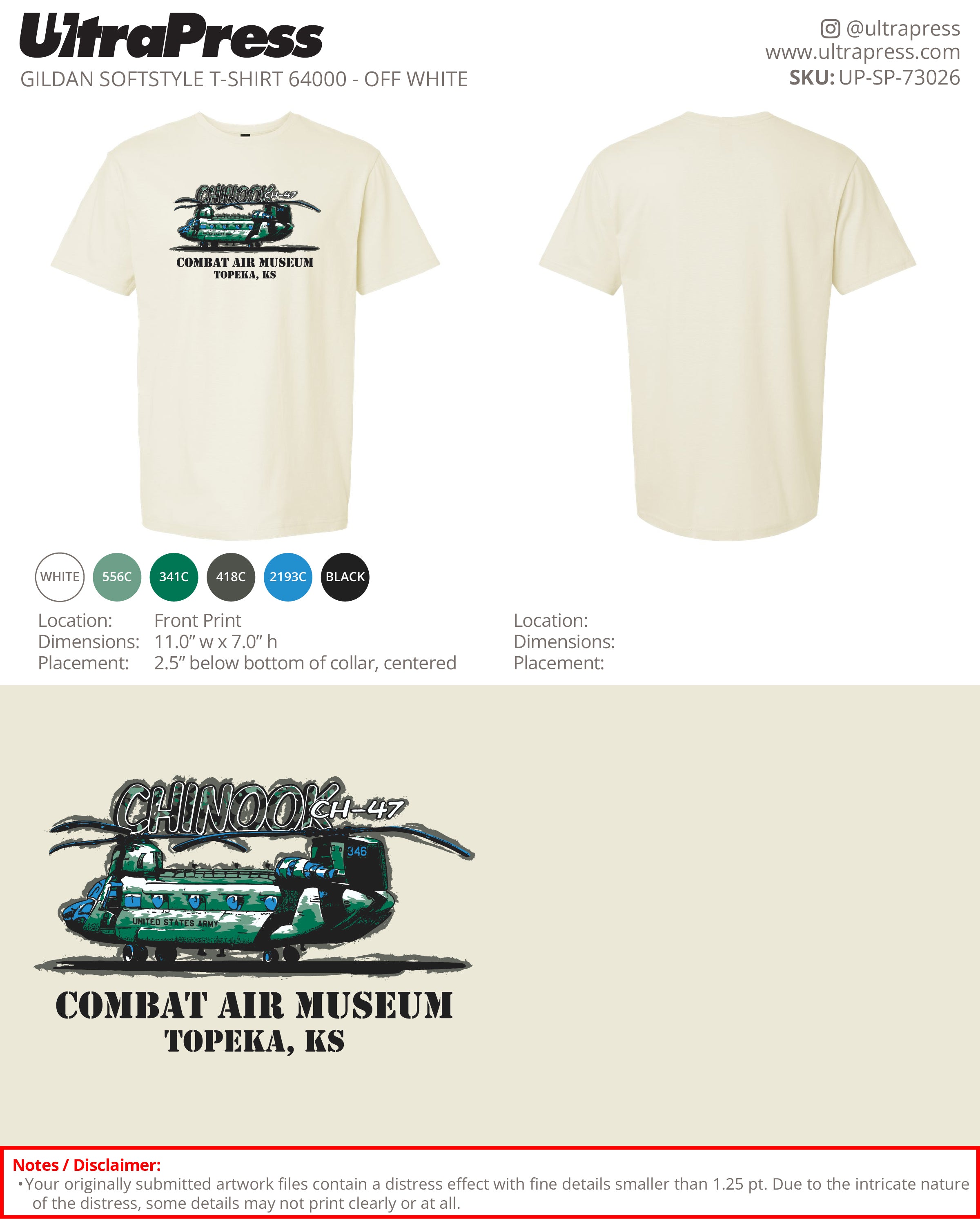 UP-SP-73026 Combat Air Museum Chinook Helicopter - Gene Howerter 100 Min Qty (Bulk)