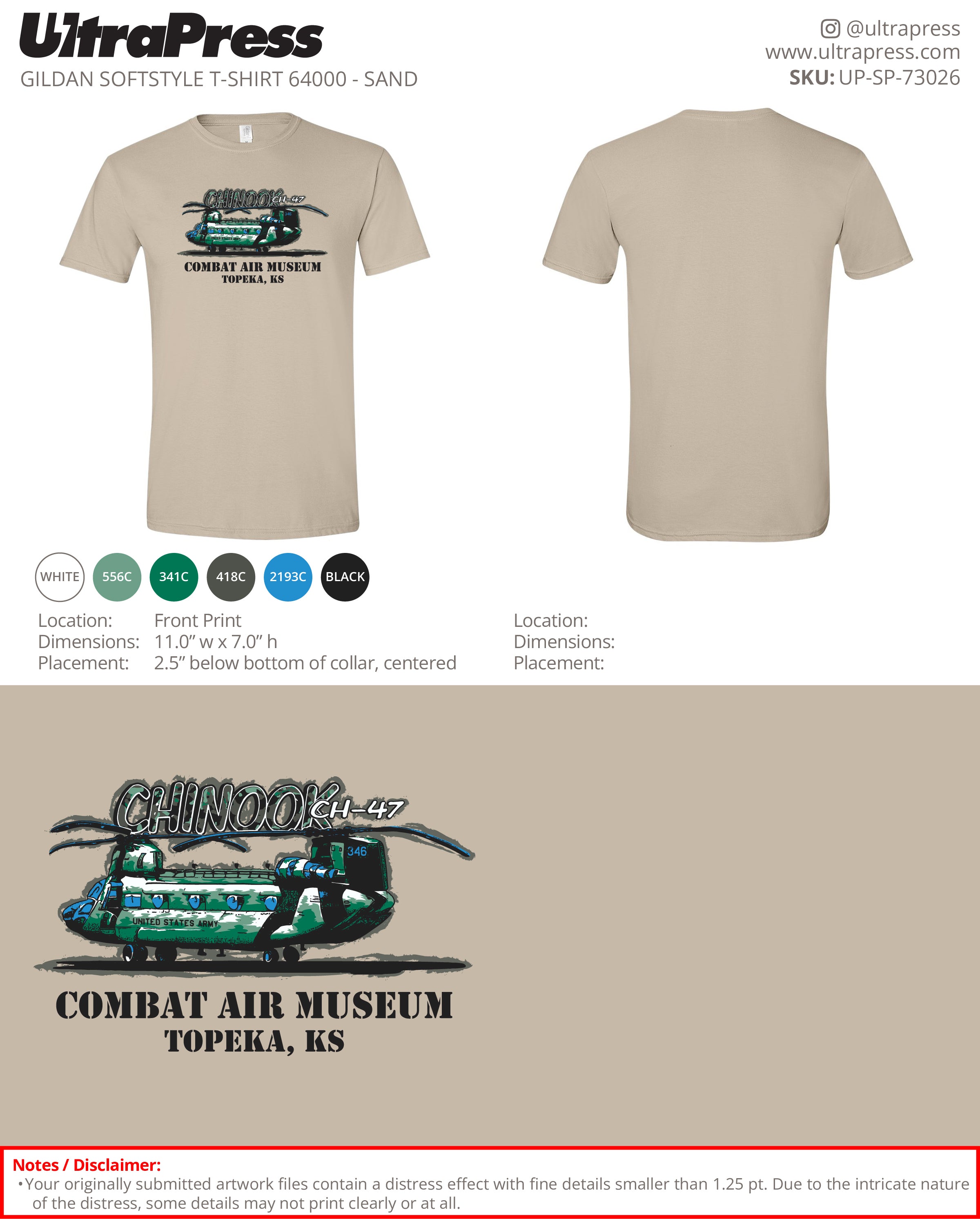 UP-SP-73026 Combat Air Museum Chinook Helicopter - Gene Howerter 100 Min Qty (Bulk)