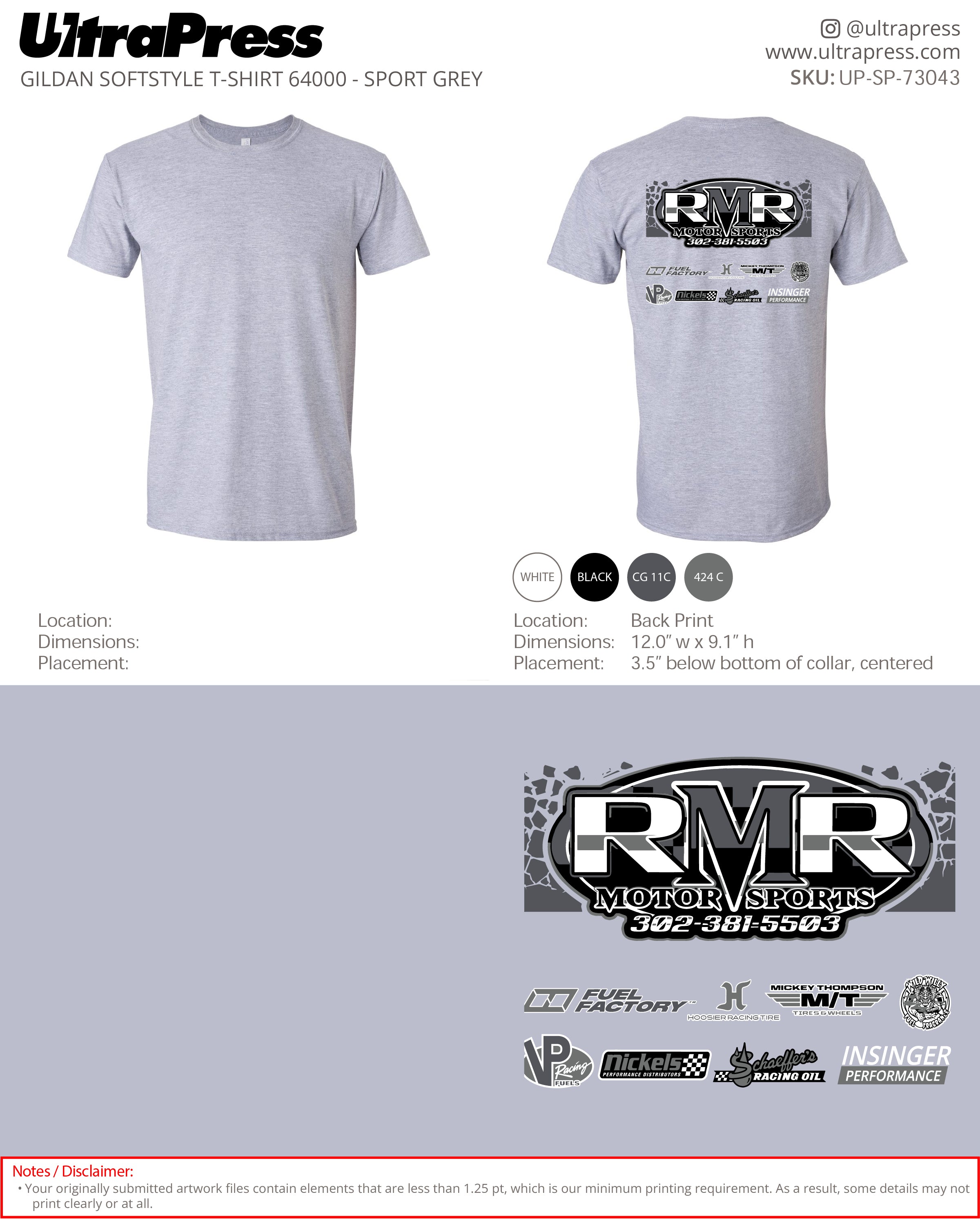 UP-SP-73043 RMR Motor Sports - Paul Riddle 100 Min Qty (Bulk)