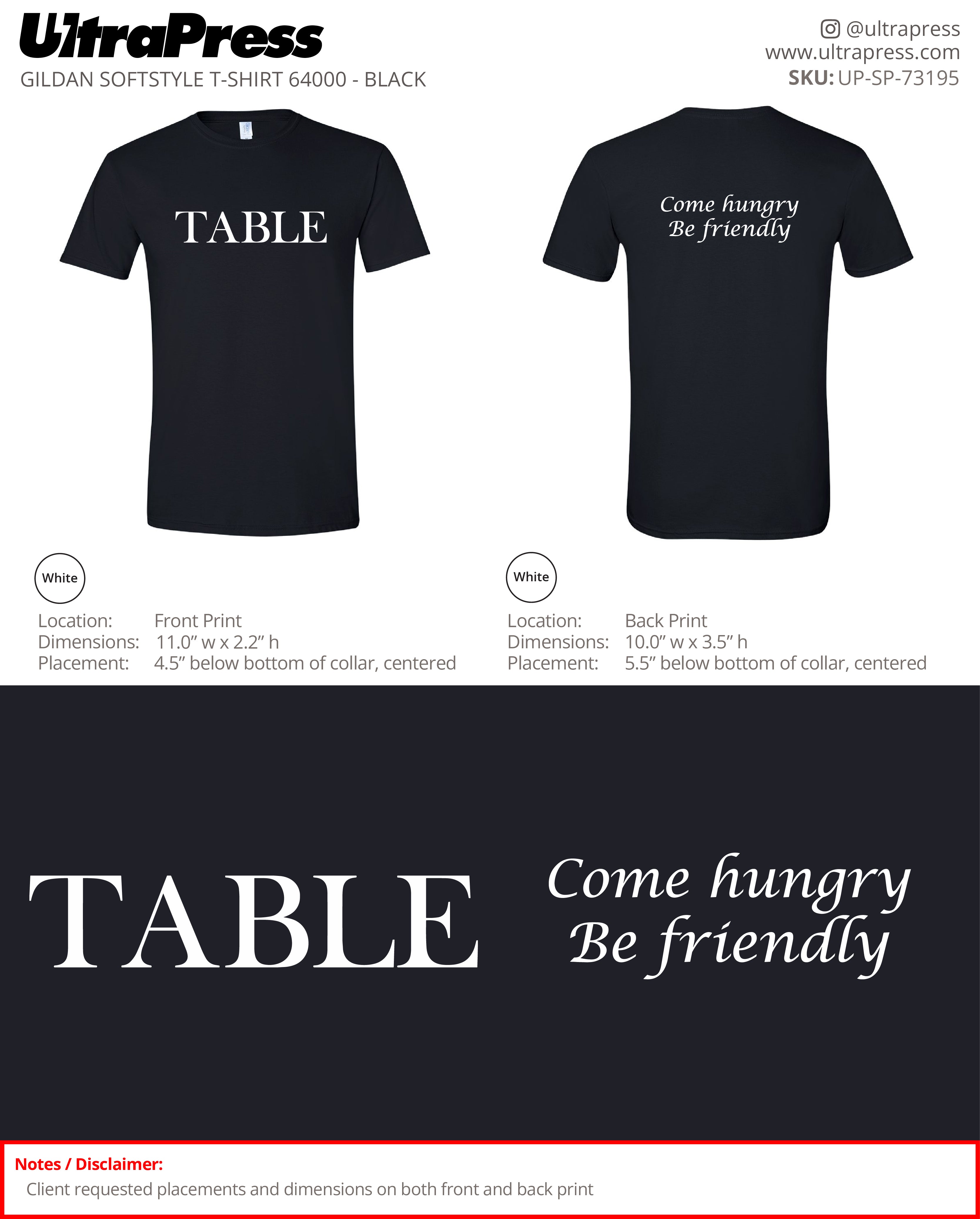 UP-SP-73195 Table - Jen Royle 100 Min Qty (Bulk)