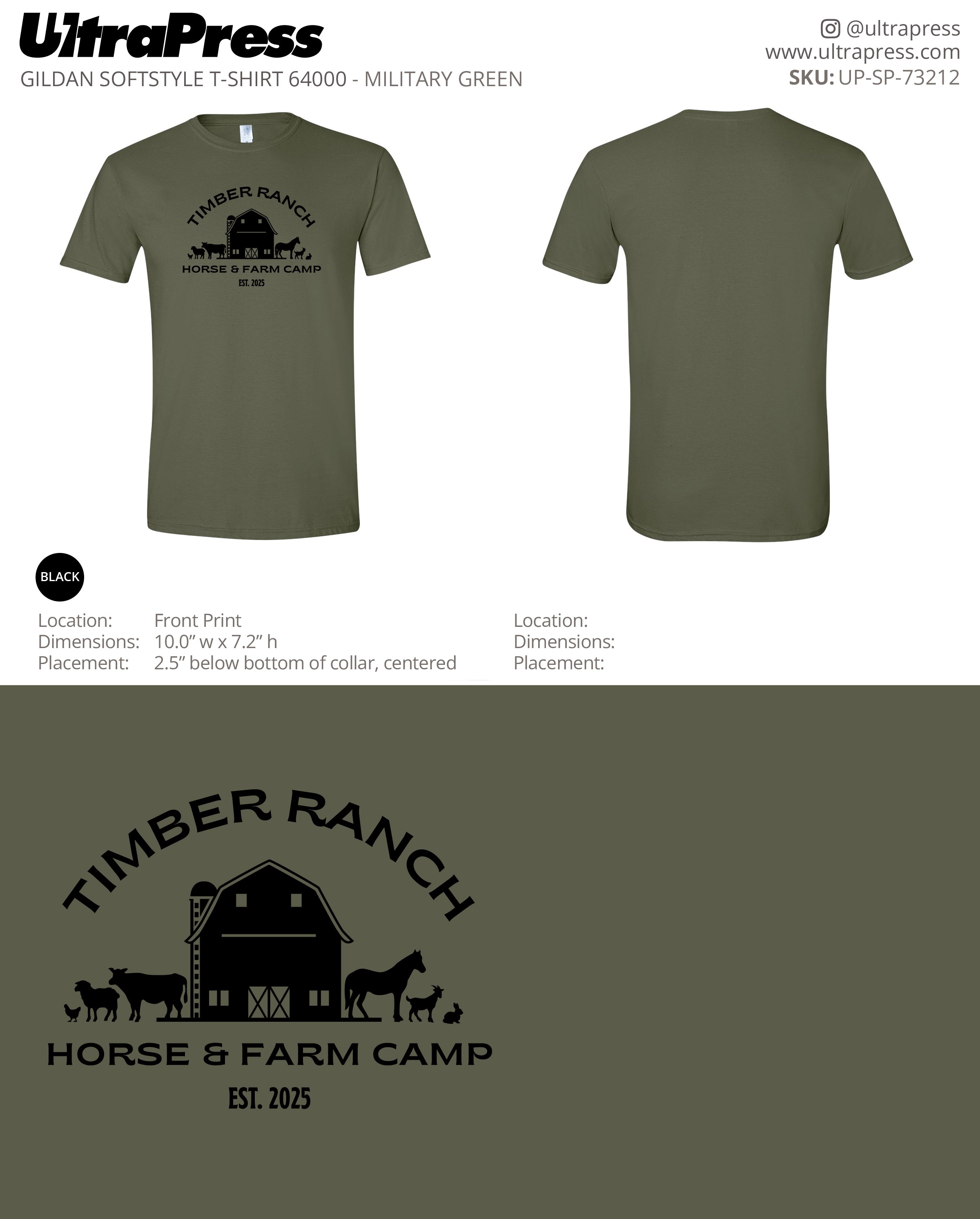 UP-SP-73212 Timber Ranch Adult G64000 Tees - Tabitha Manikowski - 100 Min Qty Bulk Package Deal