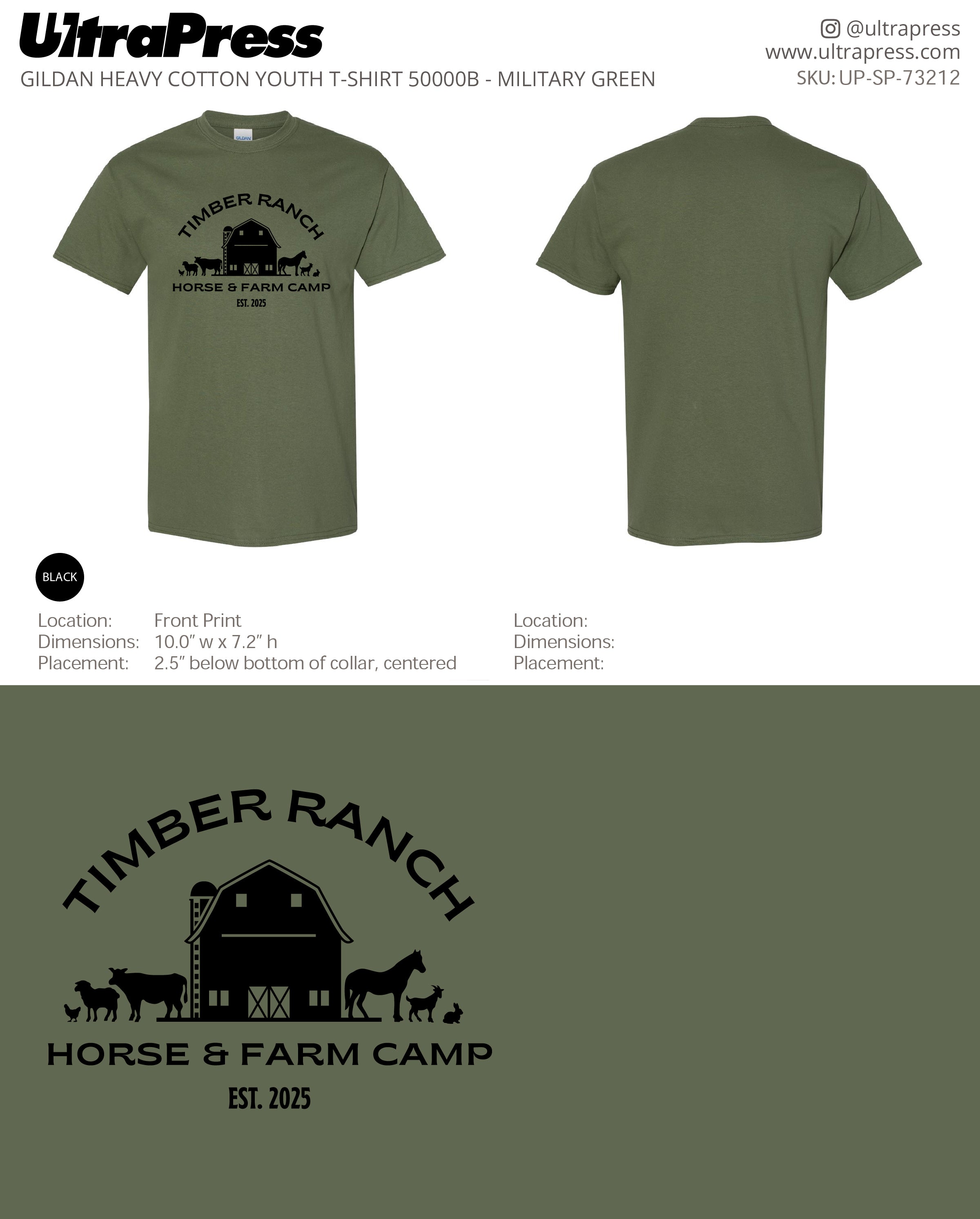 UP-SP-73212 Timber Ranch YOUTH G5000B Tees - Tabitha Manikowski - 100 Min Qty Bulk Package Deal (Bulk)