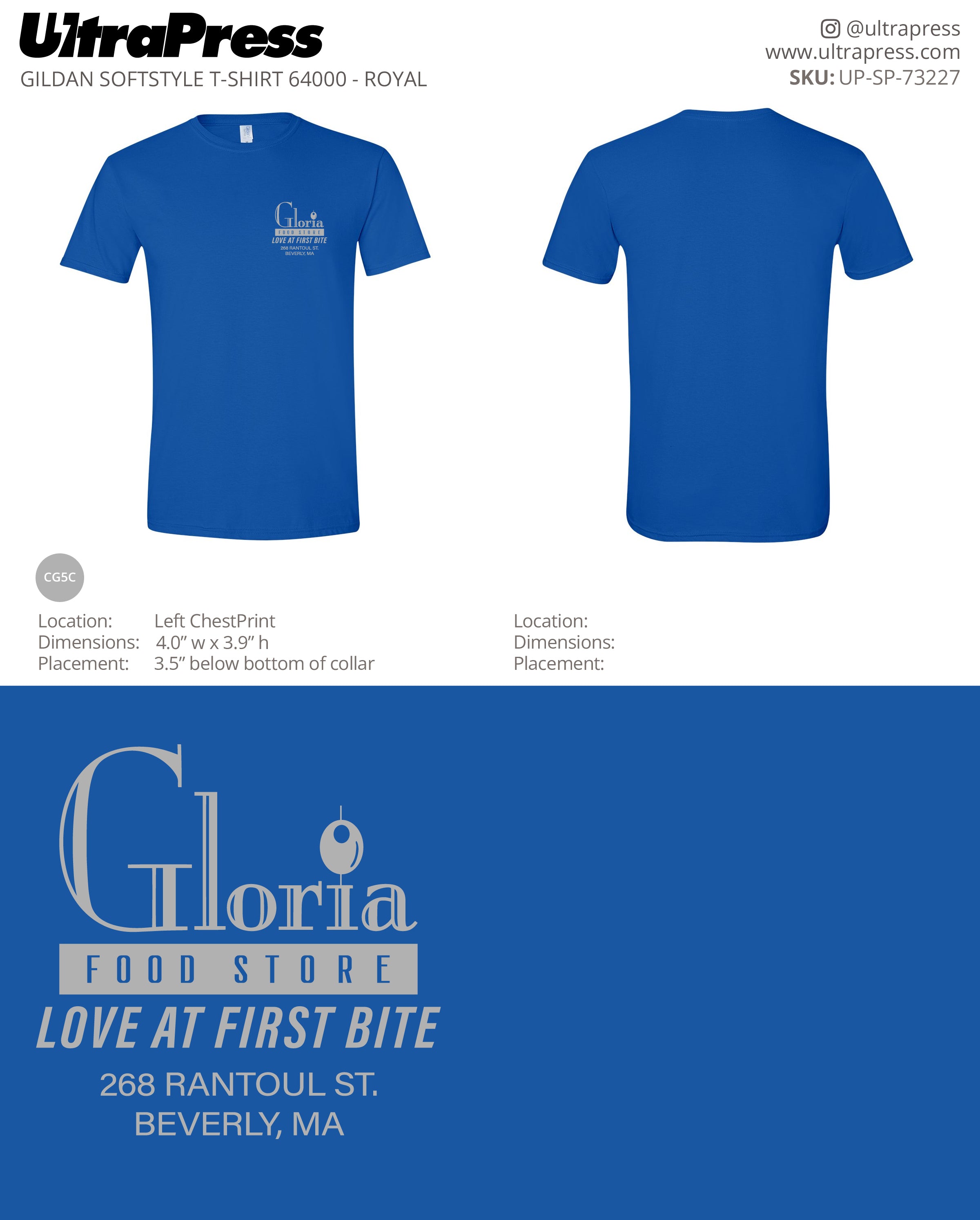 UP-SP-73227 Gloria Food Store (ROYAL SHIRT) - Scott Ofiesh 100 Pieces Package (Bulk)