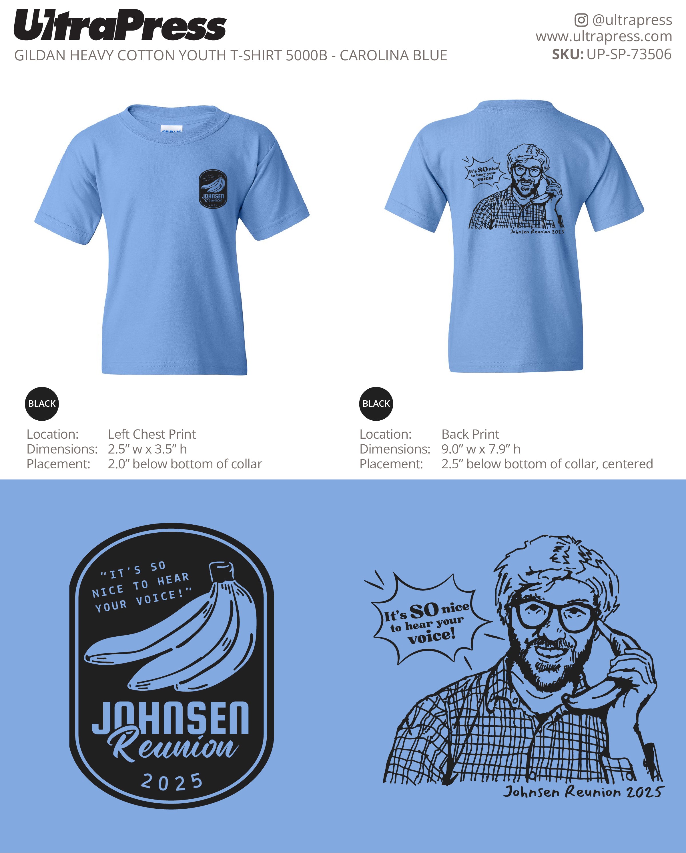 UP-SP-73506 Johnsen Reunion 2025 TShirts - Clayton Johnsen 100 Pieces Package (Bulk)