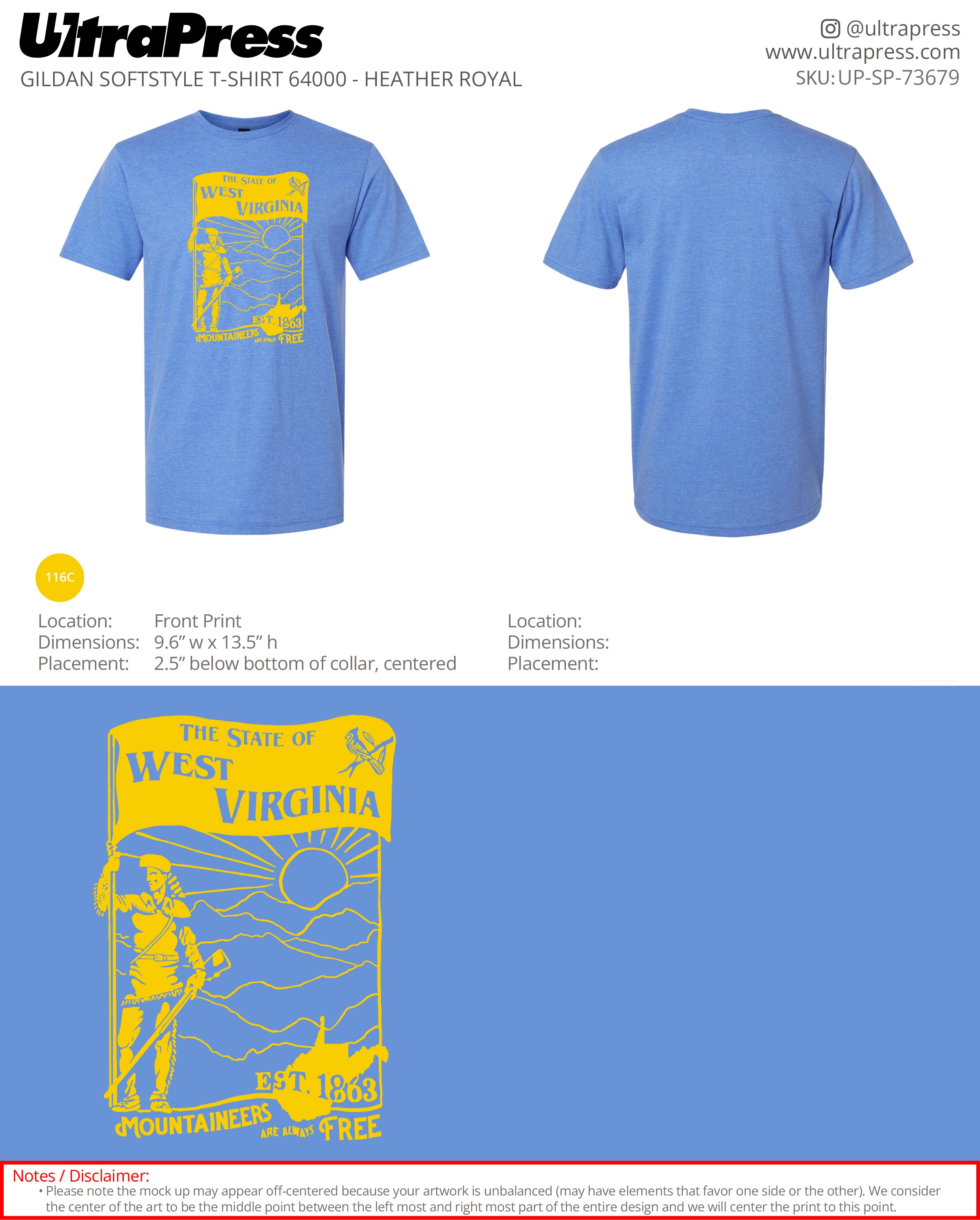 UP-SP-73679 WV Mountaineer - Jenna Reed 100 Min Qty (Bulk)