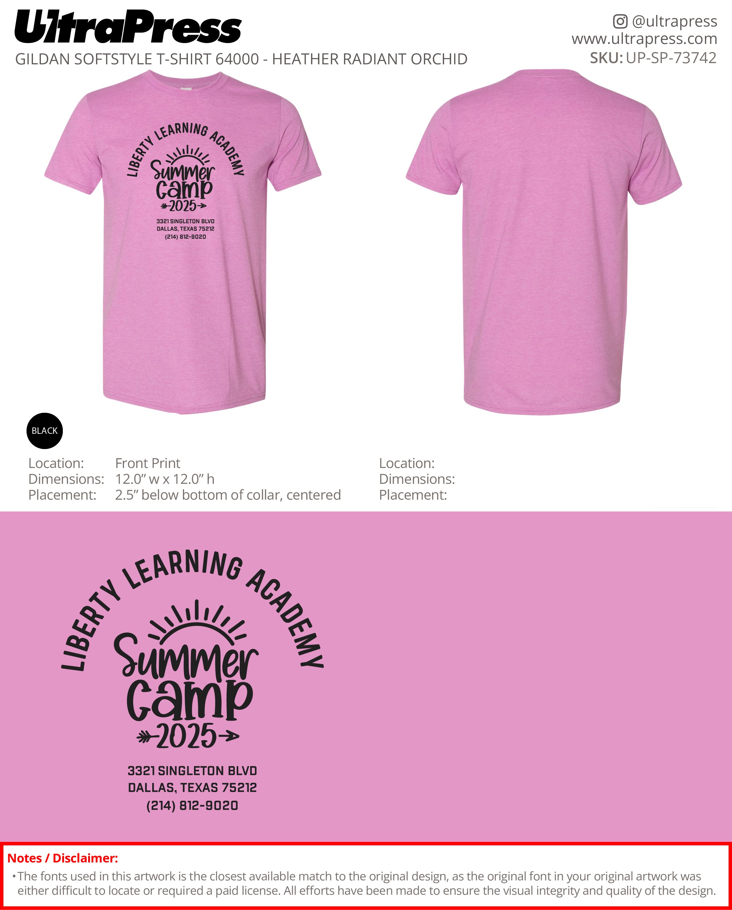 UP-SP-73742 Liberty Learning Academy Summer Camp 2025 - Denetta Williams 100 Pieces Package (Bulk)