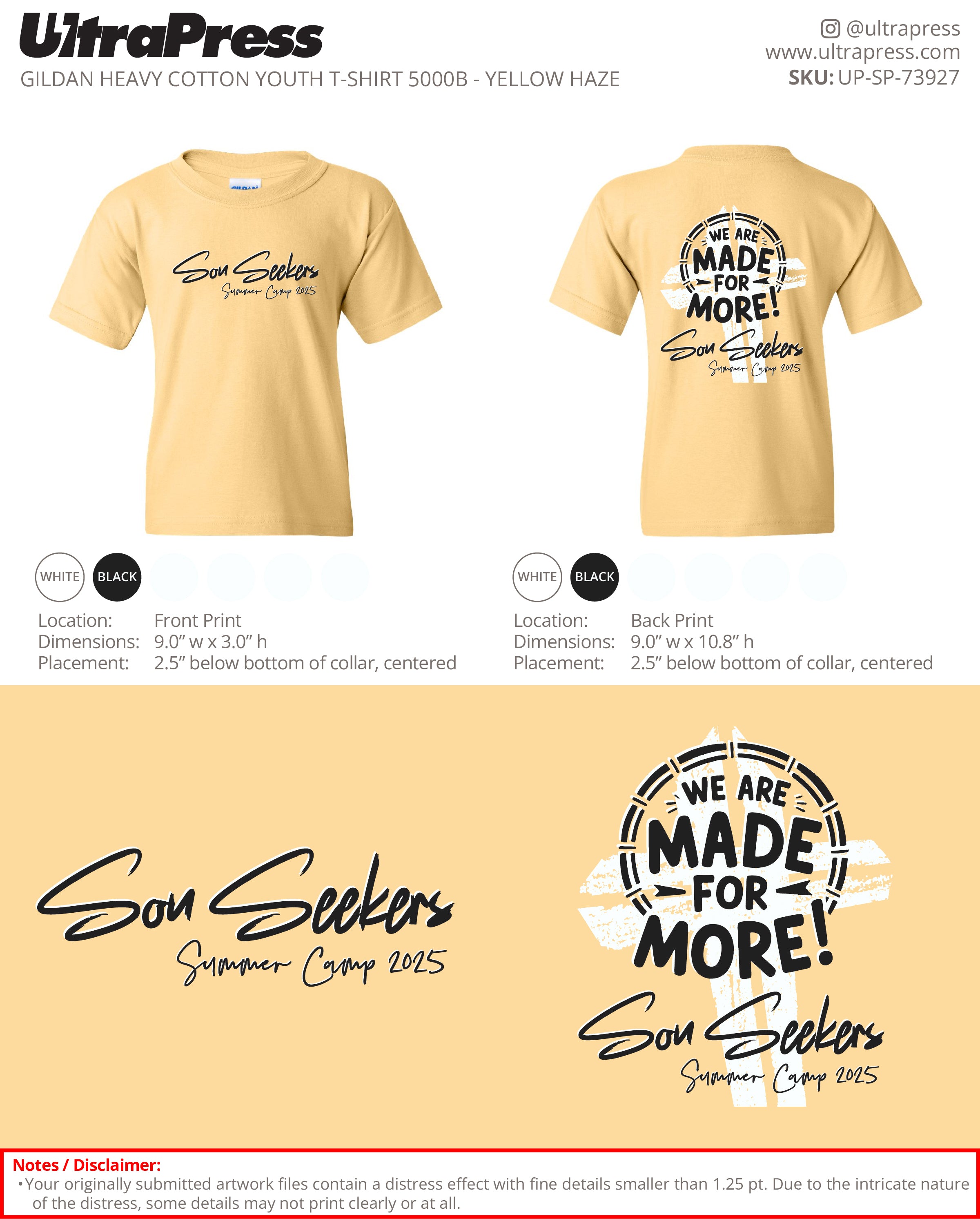 UP-SP-73927 Summer Camp 2025 Youth - Matt Manor 100 Pieces Package (Bulk)