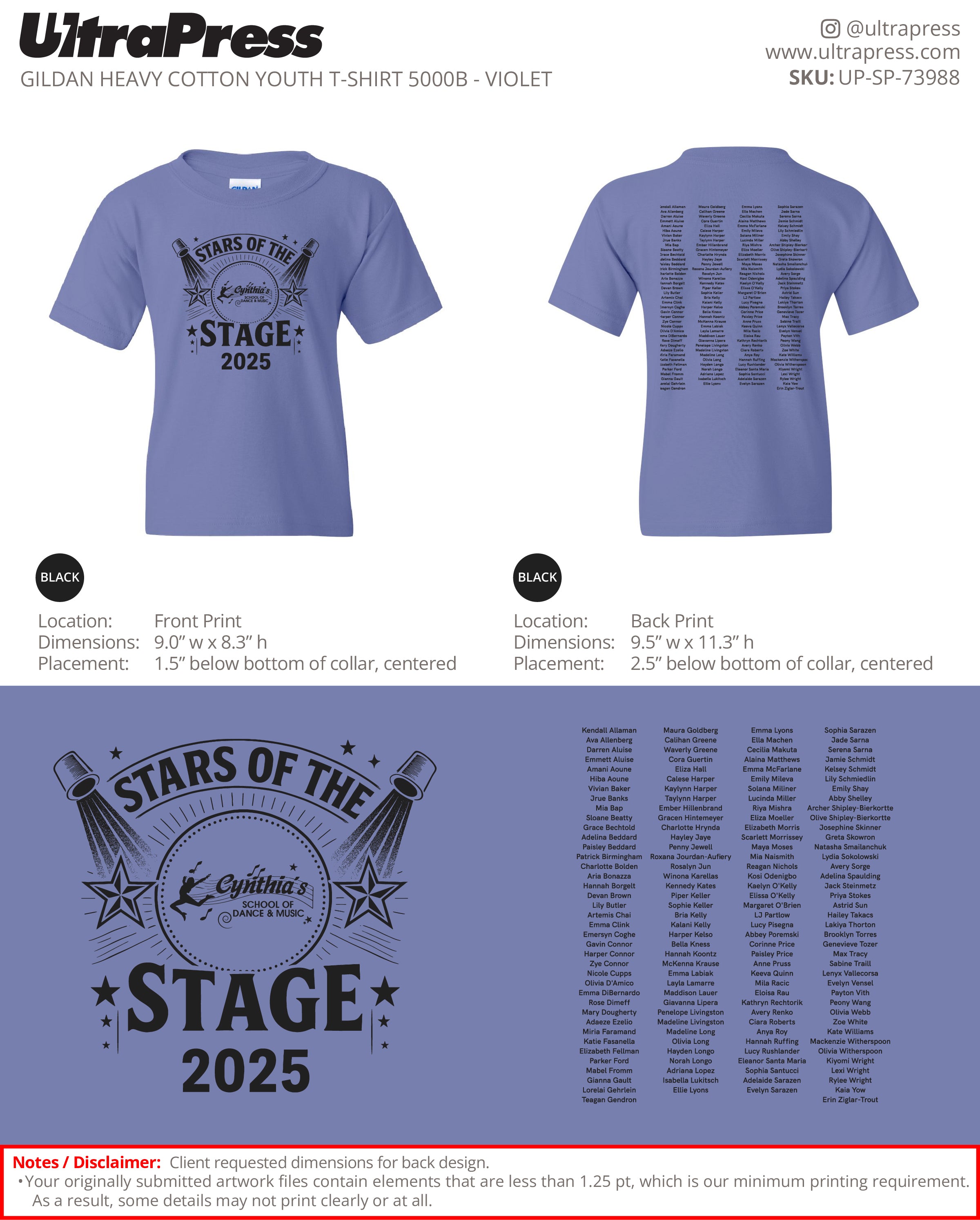 UP-SP-73988 Star Of The Stage 2025 - Cindy Zurchin 100 Min Qty (Bulk)