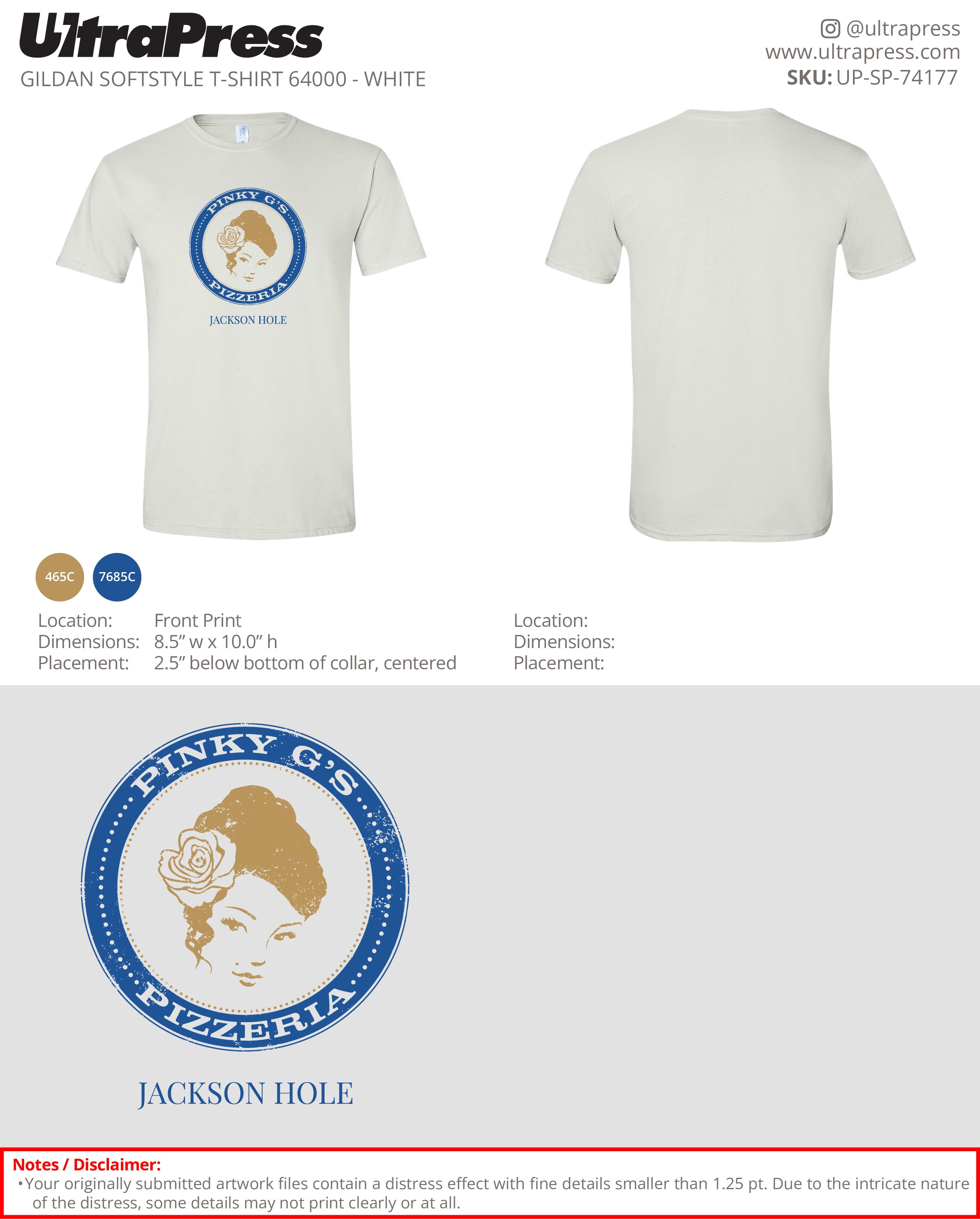 UP-SP-74177 Pinky G's Original Logo - Deaglan Collins 100 Min Qty (Bulk)