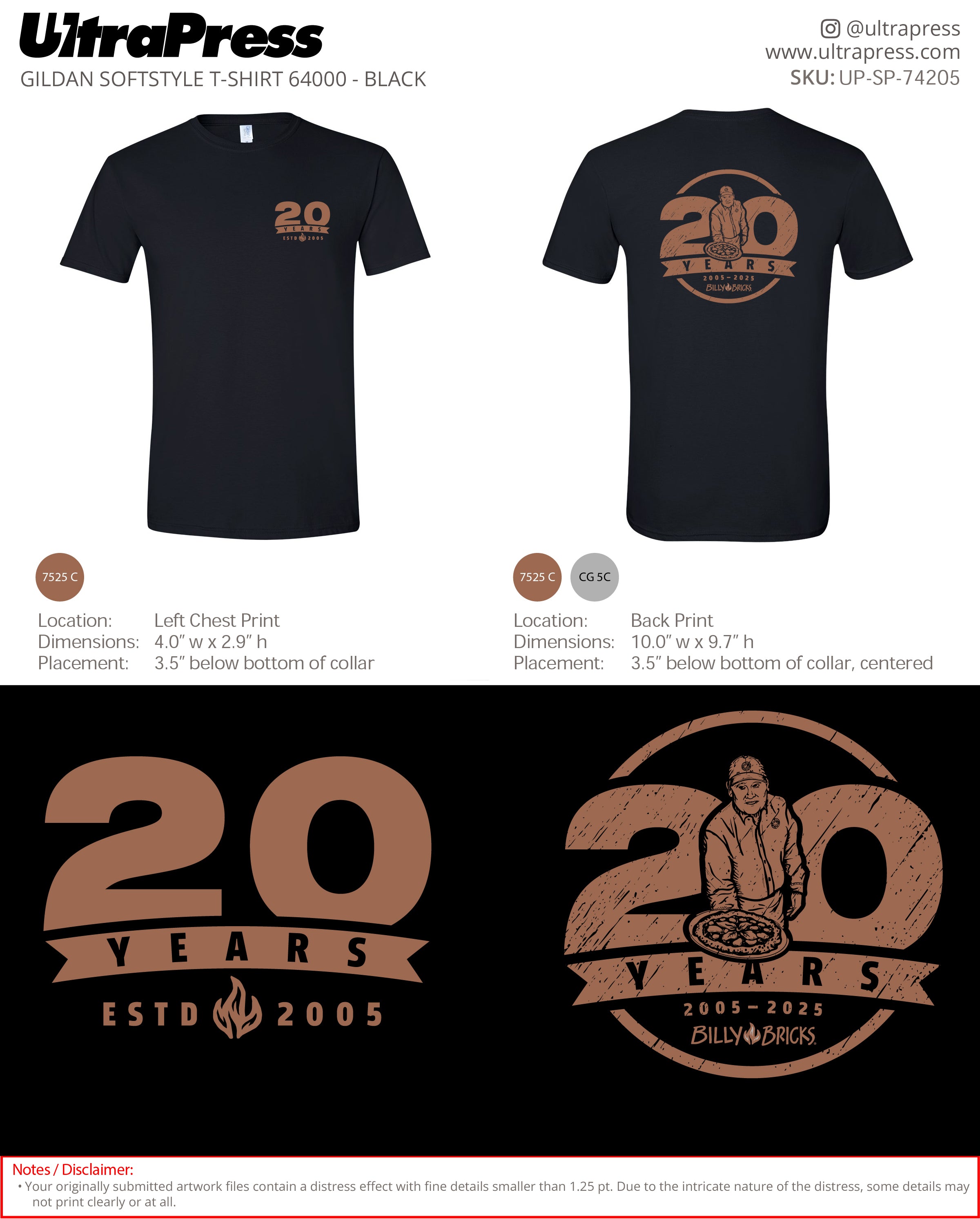 UP-SP-74205 Billy Bricks Wood Fired Pizza 20 Years - Greg Ramirez 100 Min Qty (Bulk)