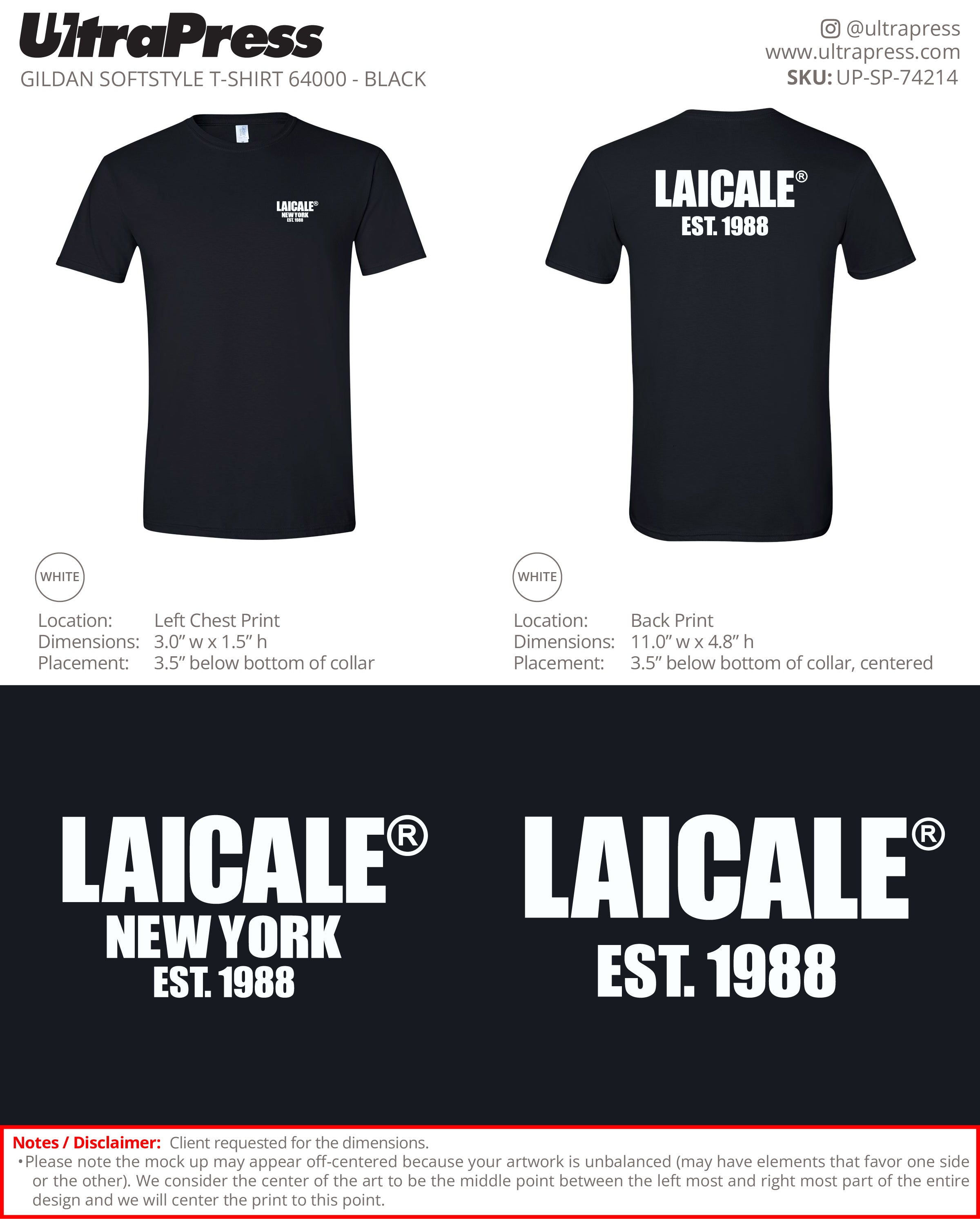 UP-SP-74214 Laicale Est. 1988 New York (Surfer Style) - 50 Min Qty (Bulk)