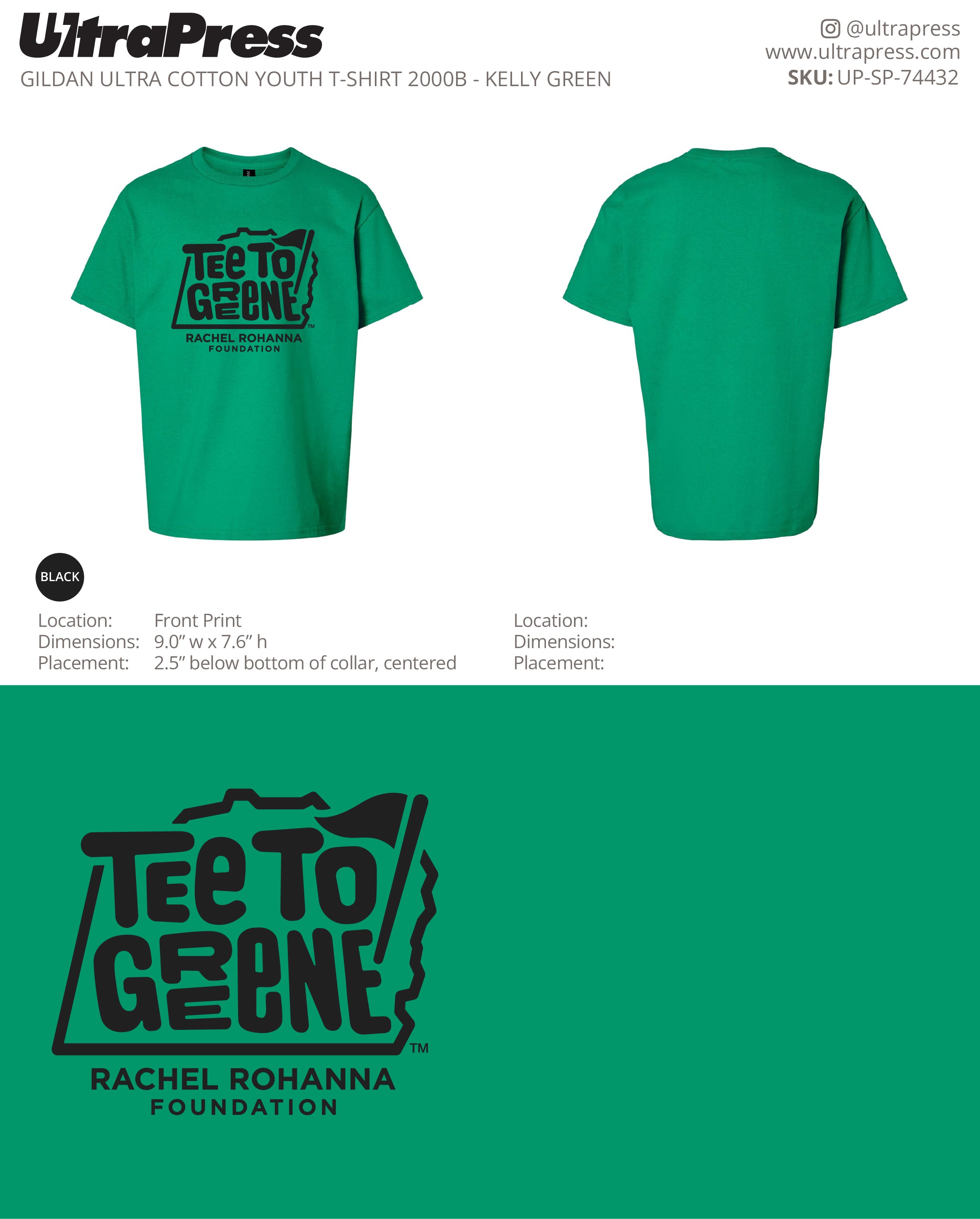 UP-SP-74432 Tee To Greene - Trista Morris Youth Shirts 100 Min Qty (Bulk)