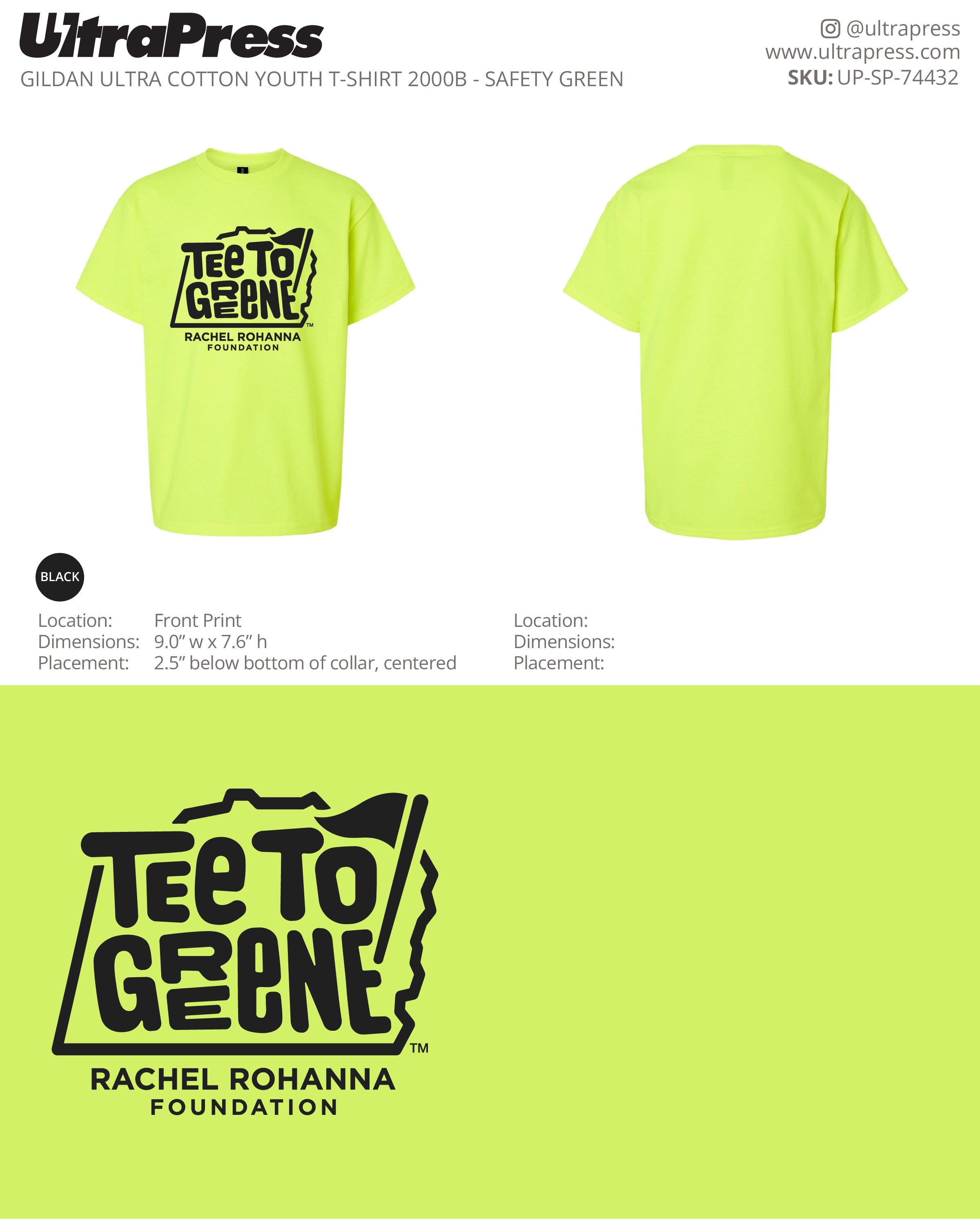 UP-SP-74432 Tee To Greene - Trista Morris Youth Shirts 100 Min Qty (Bulk)