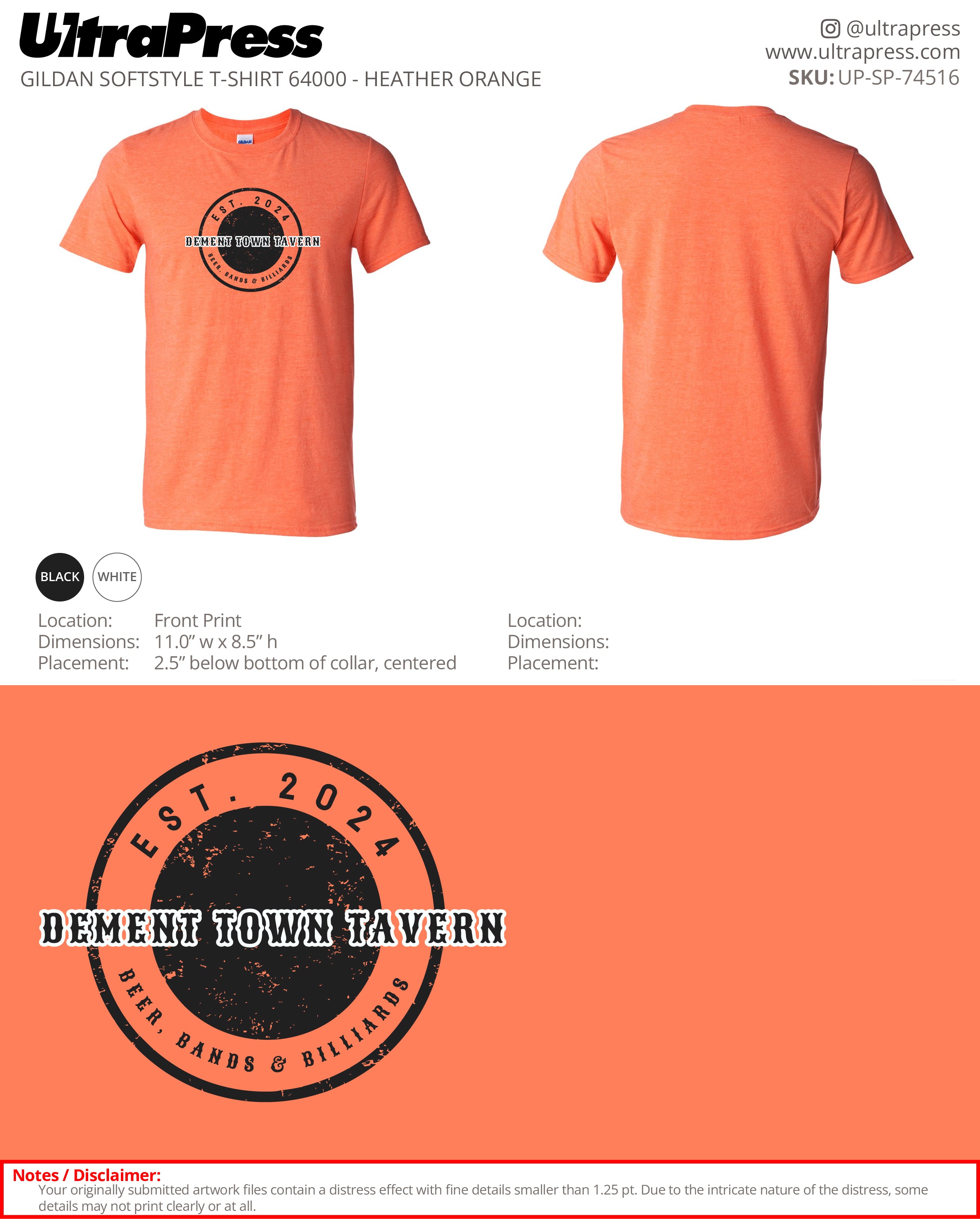 UP-SP-74516 Dement Town Tavern - Justin Hey 100 Min Qty (Bulk)