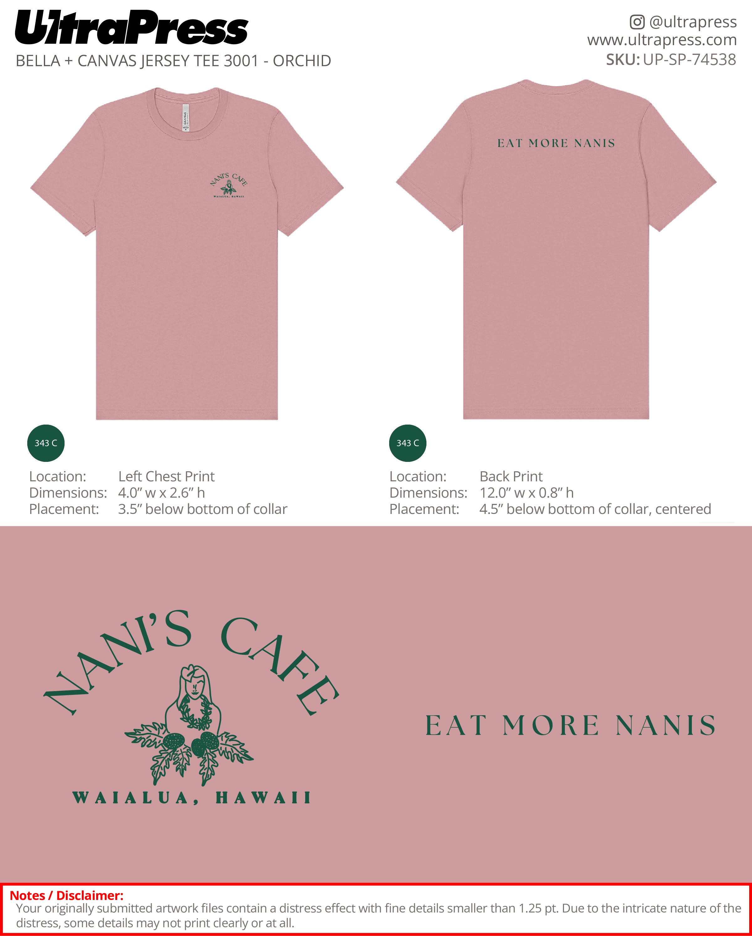 UP-SP-74538 Nani's Cafe (Green Ink - ADULT) - Kanani Oury 100 Pieces Package (Bulk)