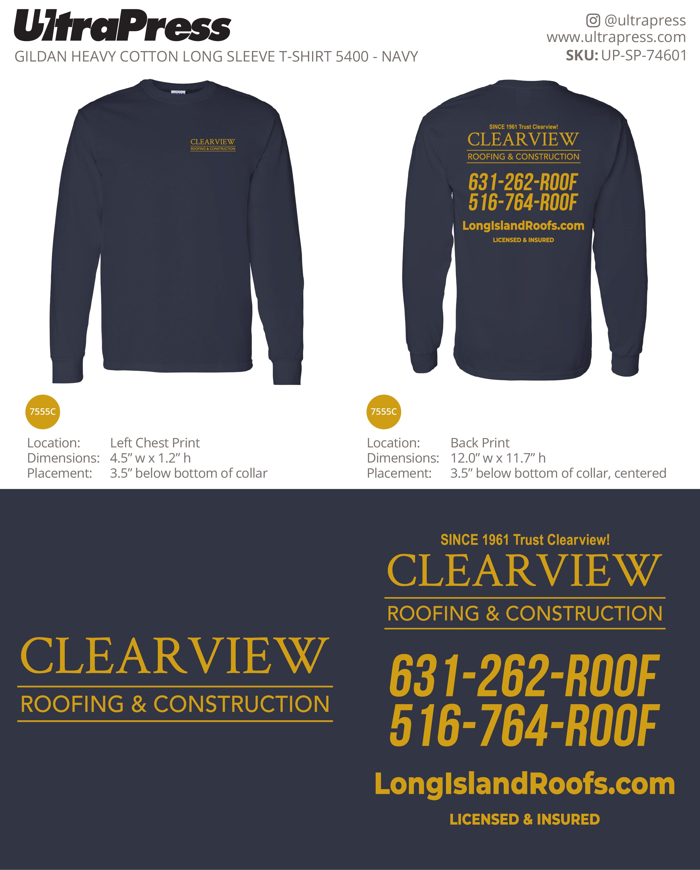 UP-SP-74601 Clearview Roofing & Construction - Chris Clearview 50 Min Qty (Bulk)