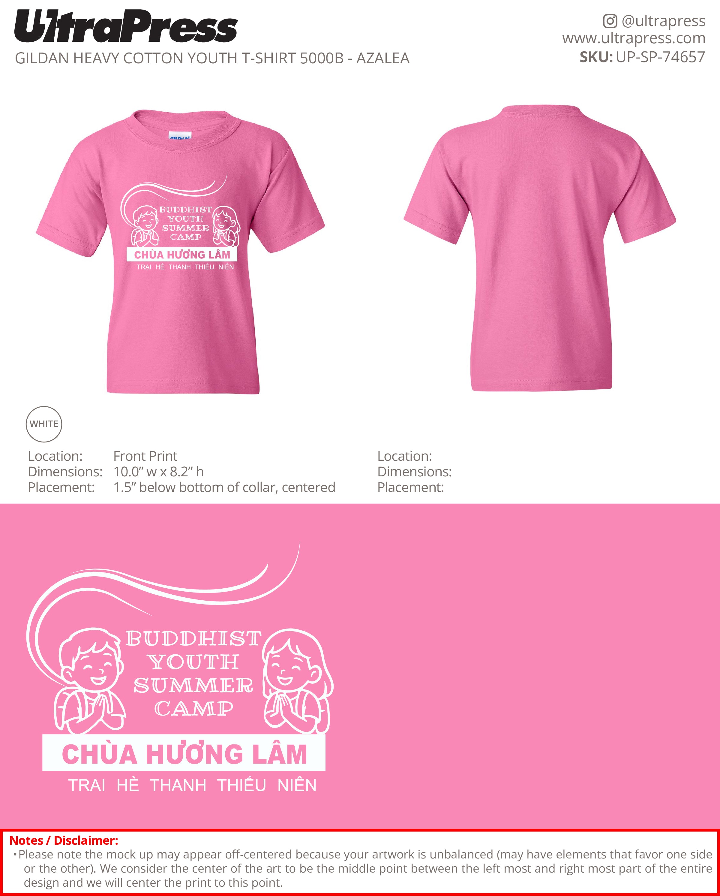 UP-SP-74657 Buddhist Youth Summer Camp Houston TX - Khoa Tran 100 Min Qty (Bulk)