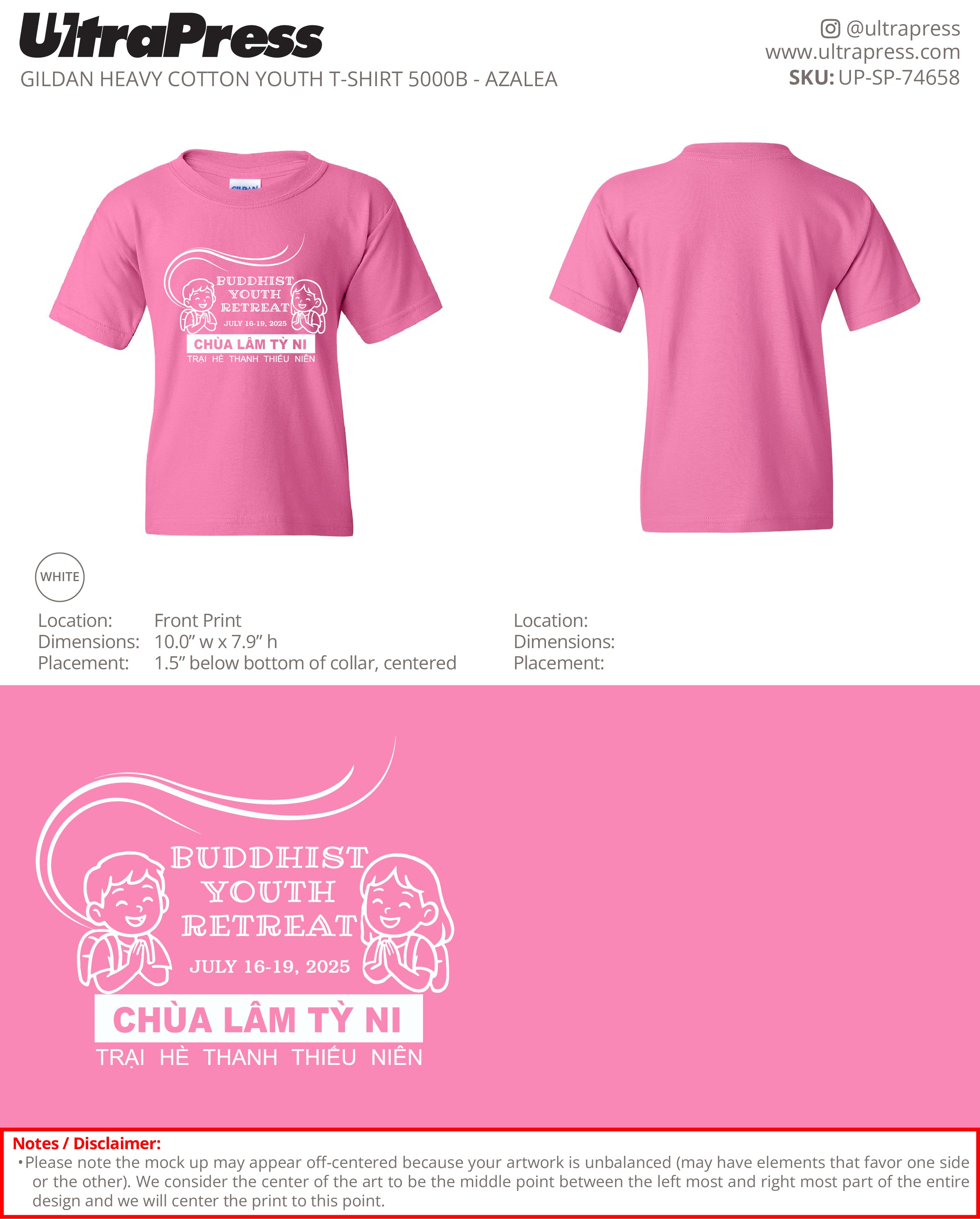 UP-SP-74658 Buddhist Youth Retreat Massachusetts - Khoa Tran 100 Min Qty (Bulk)