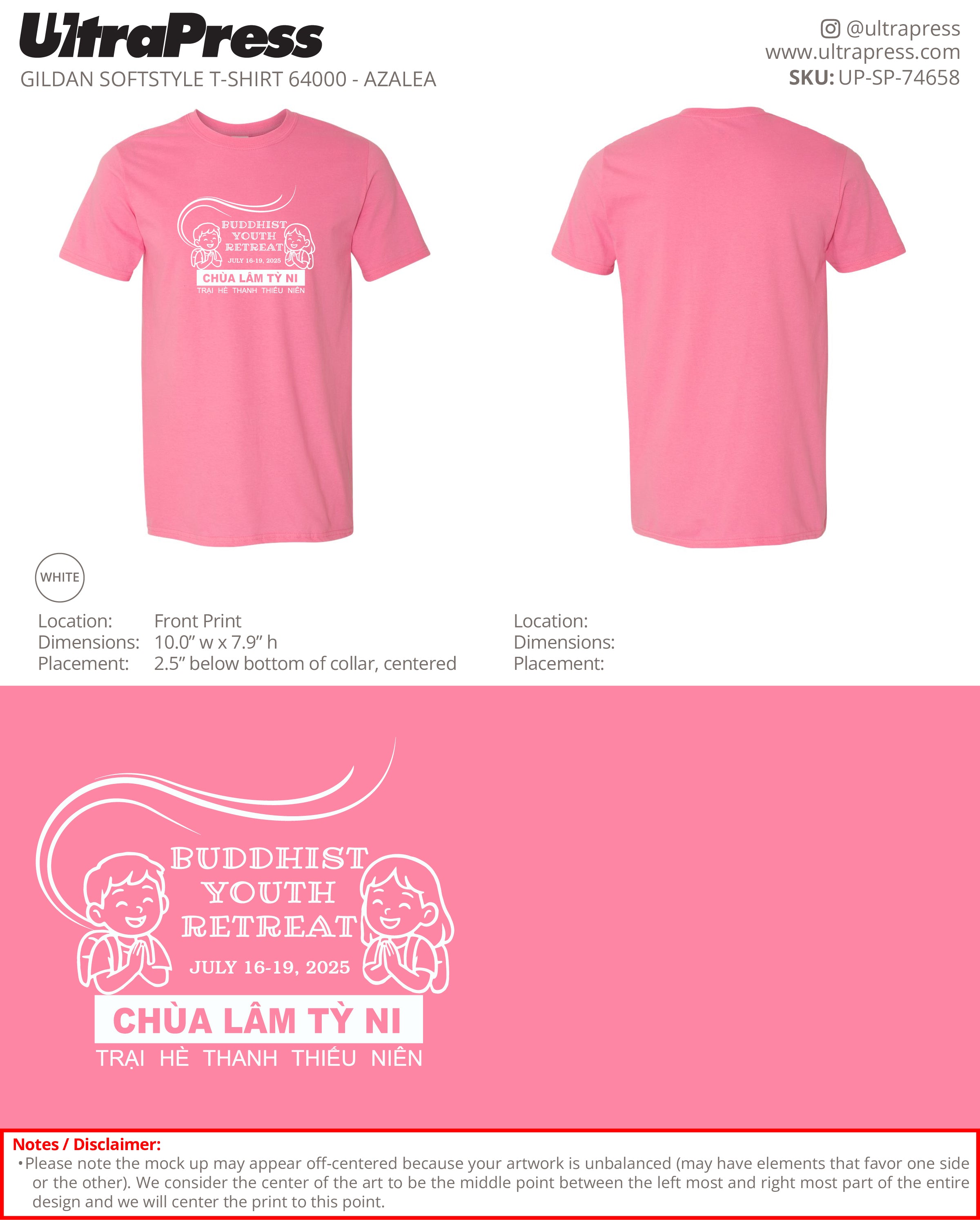 UP-SP-74658 Buddhist Youth Retreat Massachusetts - Khoa Tran 100 Min Qty (Bulk)