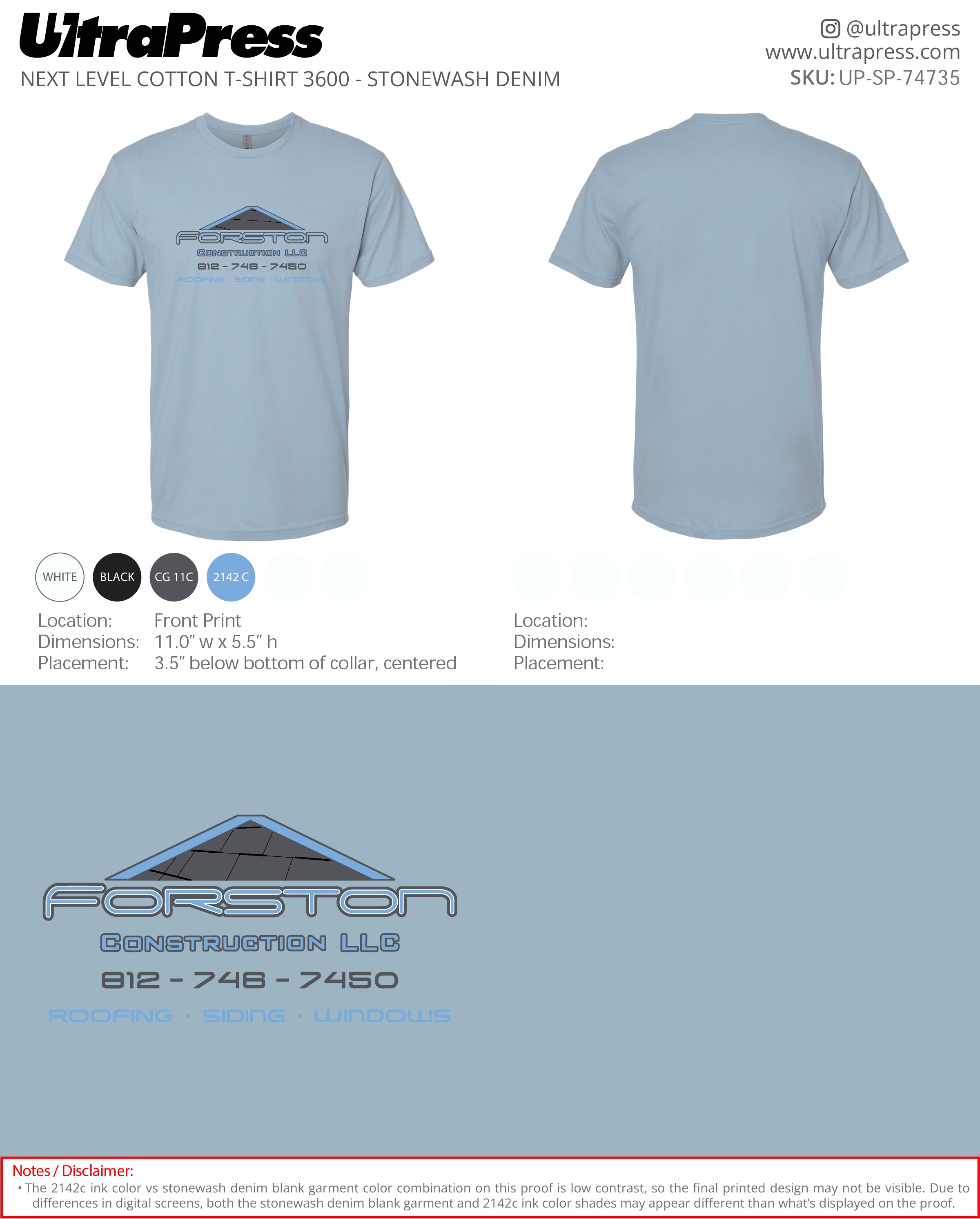 UP-SP-74735 Forston Construction LLC - Kelly Forston 100 Min Qty (Bulk)