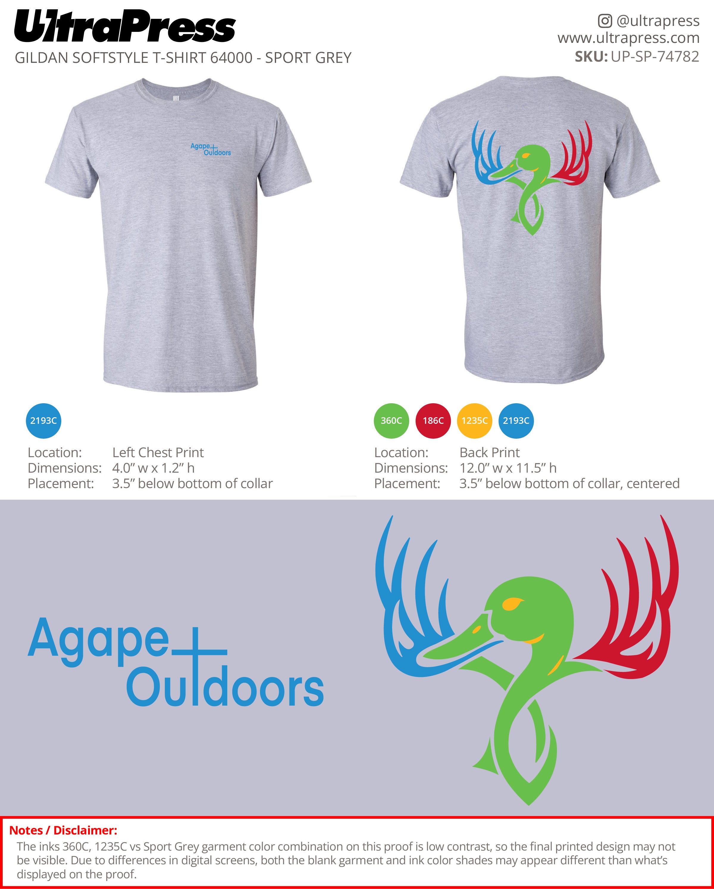UP-SP-74782 Agape Outdoors (Blue Front Ink) - Cody Lafleur 100 Min Qty (Bulk)