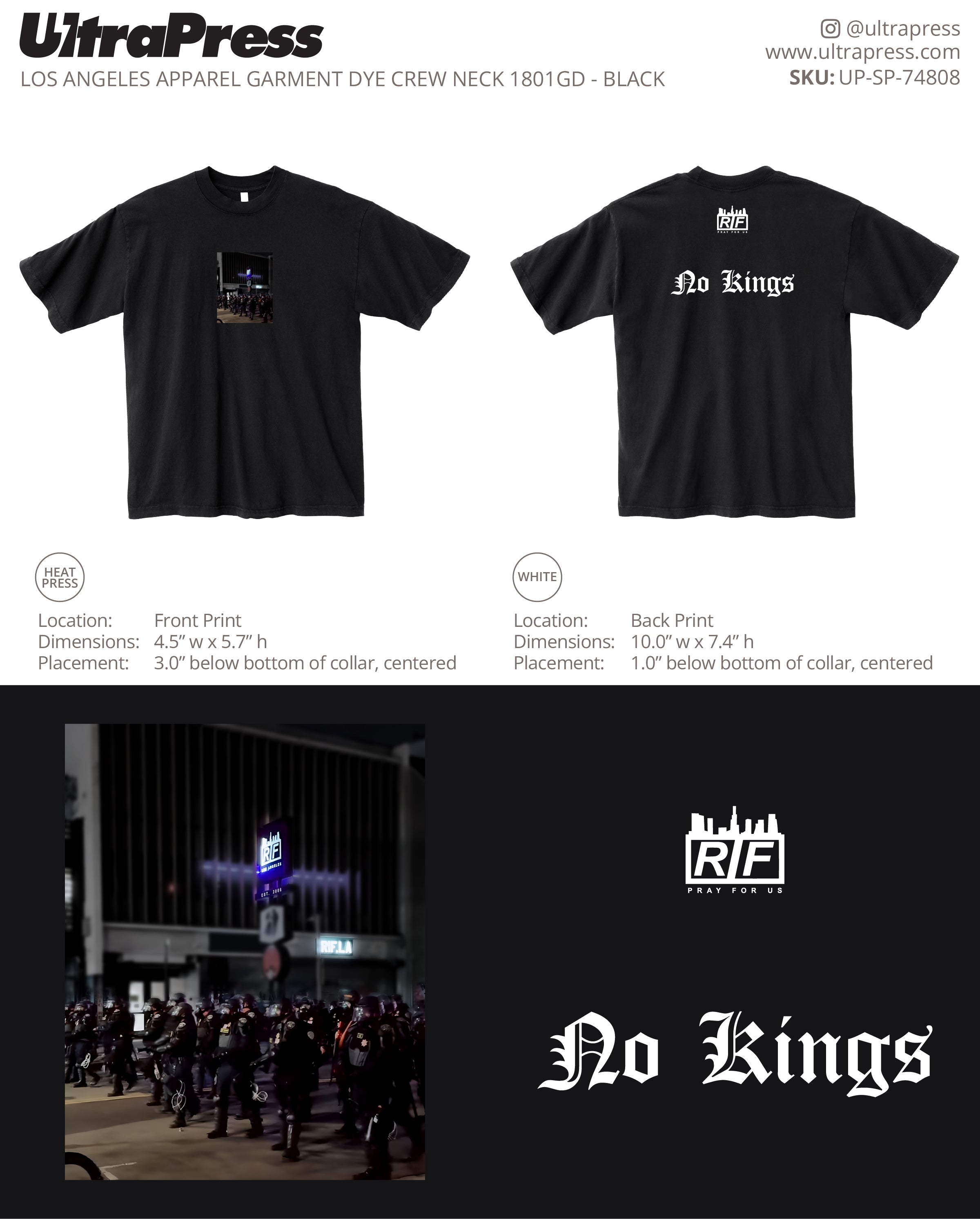 UP-SP-74808 RIF No Kings Tee 72 Min Qty (Bulk - PRINT ONLY)