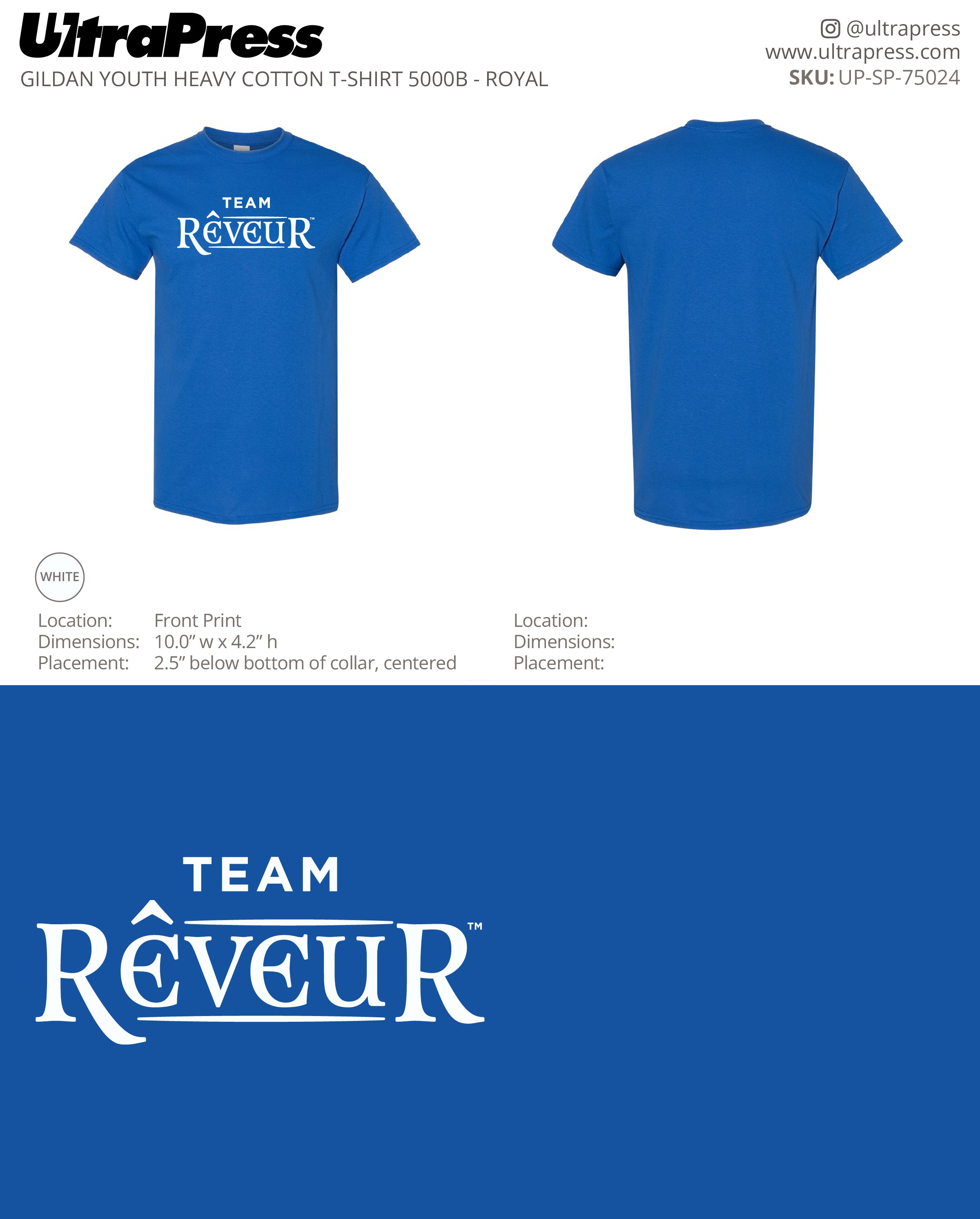 UP-SP-75024 Team Reveur Royal Shirts - Erin Hinek 50 Min Qty (Bulk)