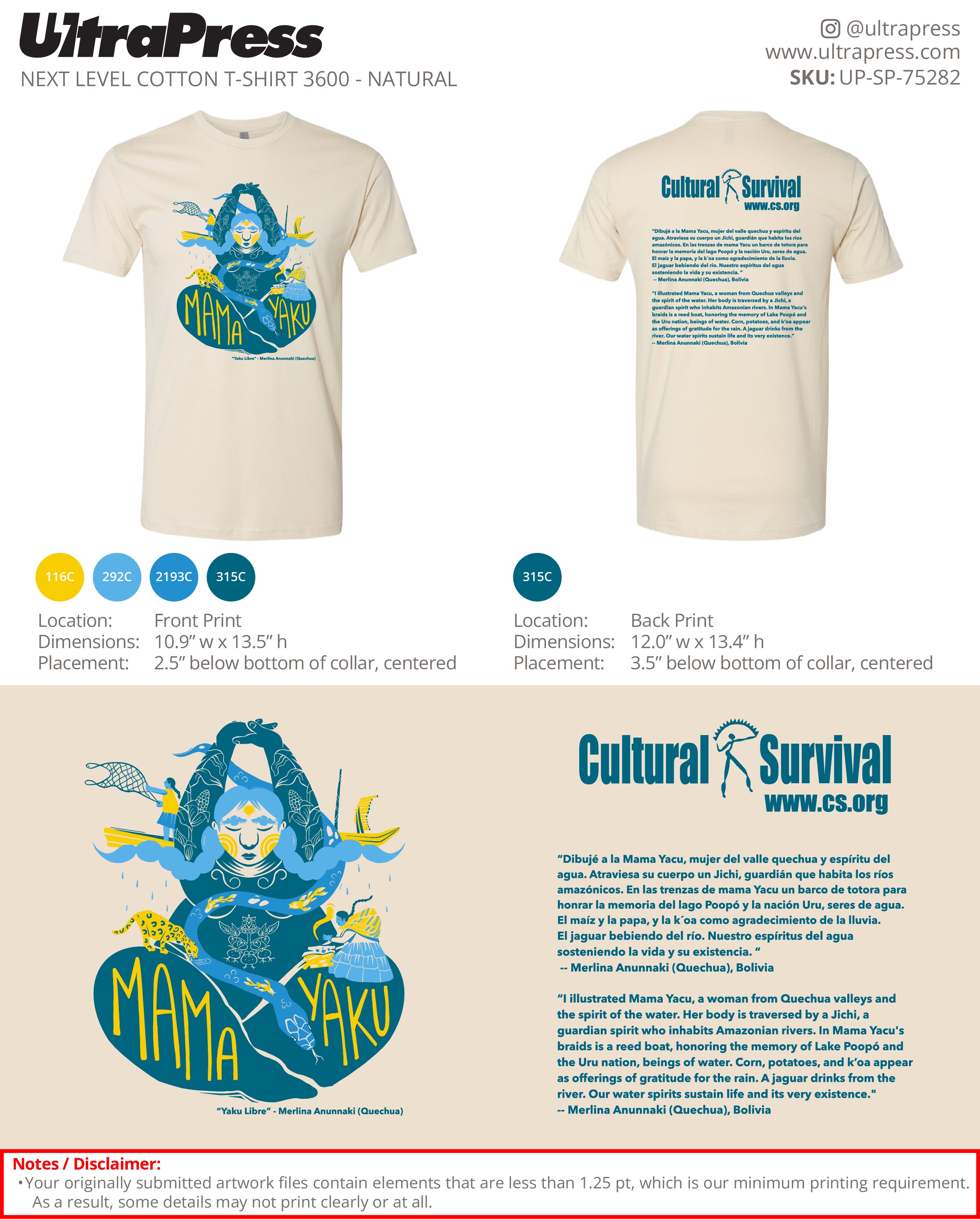 UP-SP-75282 Cultural Survival Mama Yacu - David Favreau 100 Min Qty (Bulk)