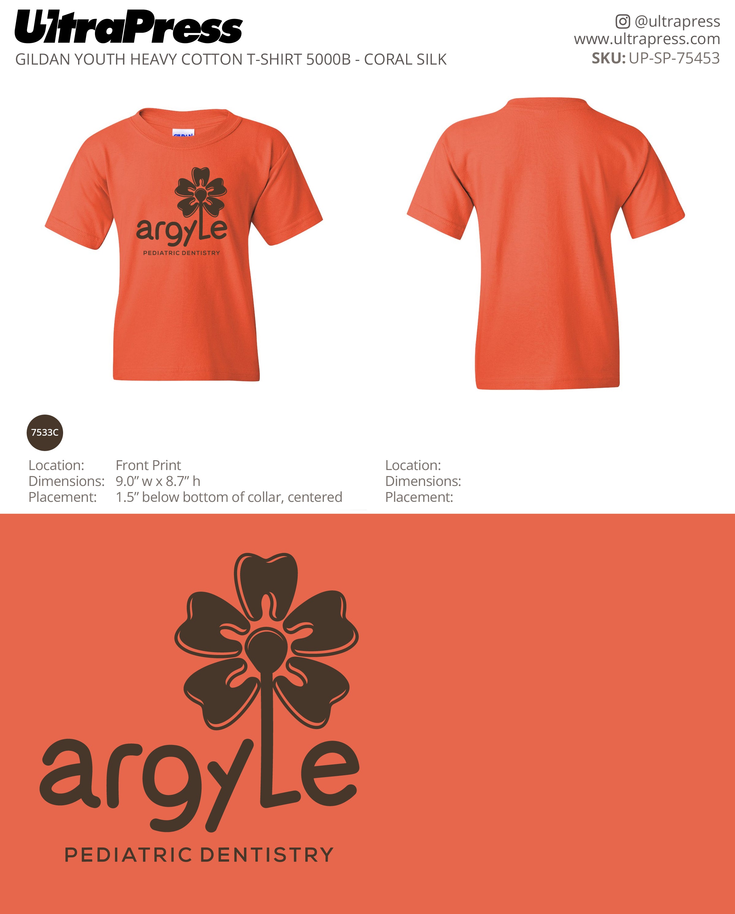 UP-SP-75453 Argyle Pediatric Dentristy March 2026 YOUTH Tees - Vishal Panchmatia - 100 Min Qty (Bulk)