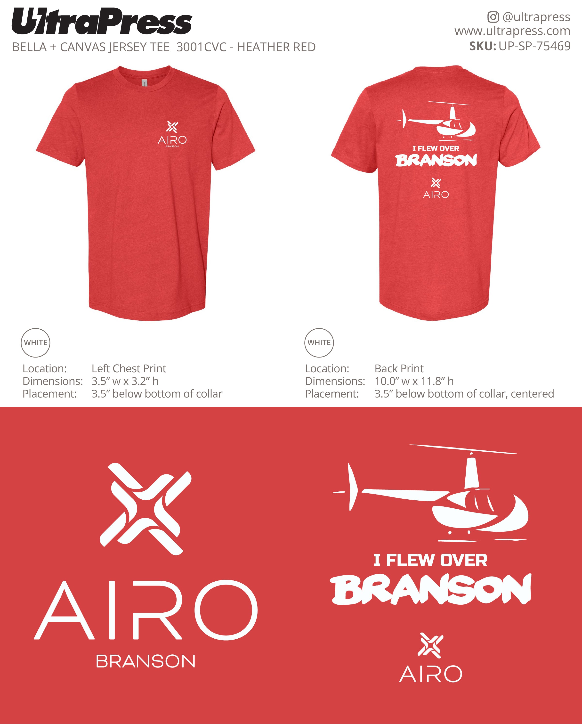 UP-SP-75469 Airo Branson Heather Red Shirts - Camron McAhren 100 Min Qty (Bulk)