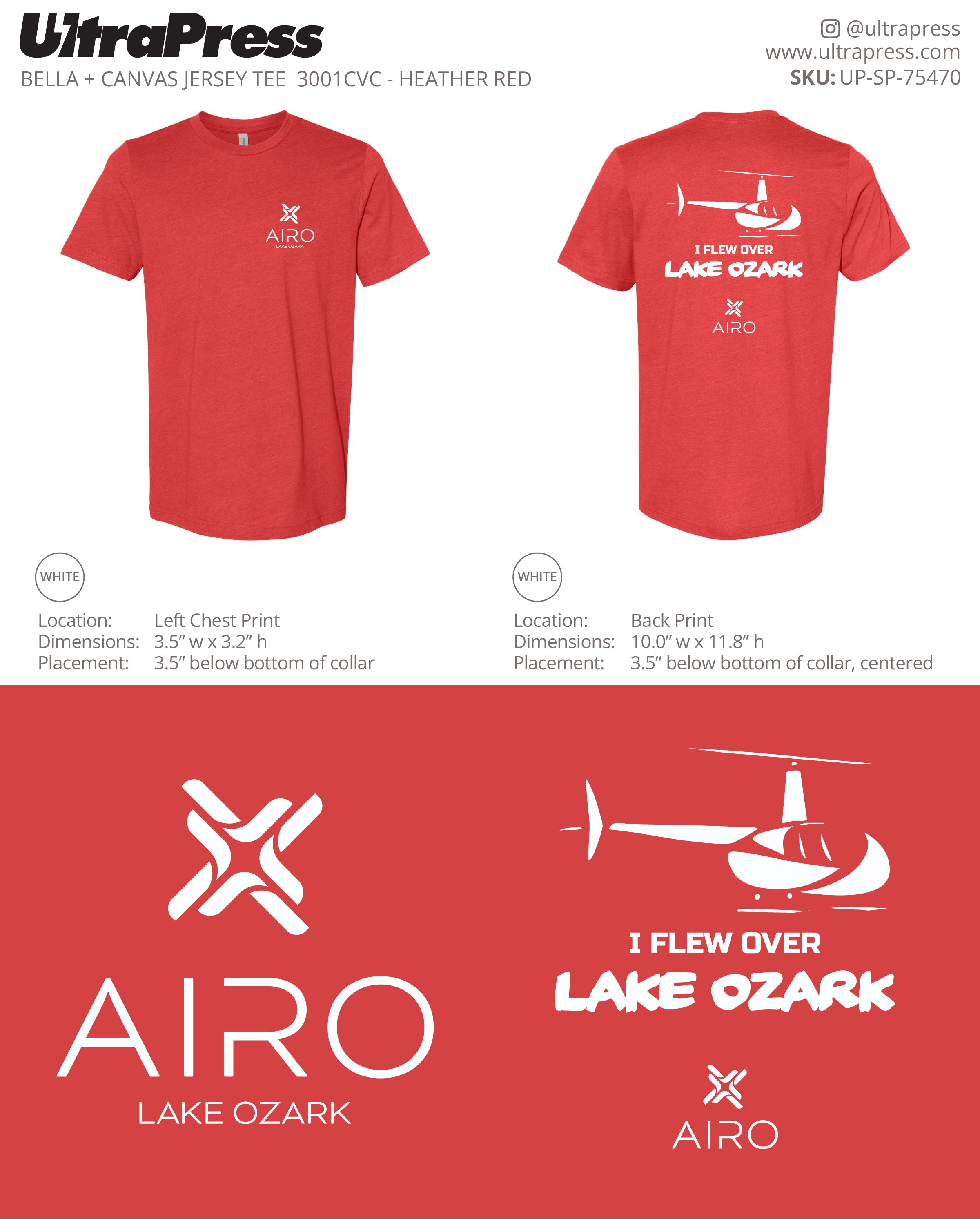 UP-SP-75470 Airo Lake Ozark Heathered Red Shirts - Camron McAhren 100 Min Qty (Bulk)