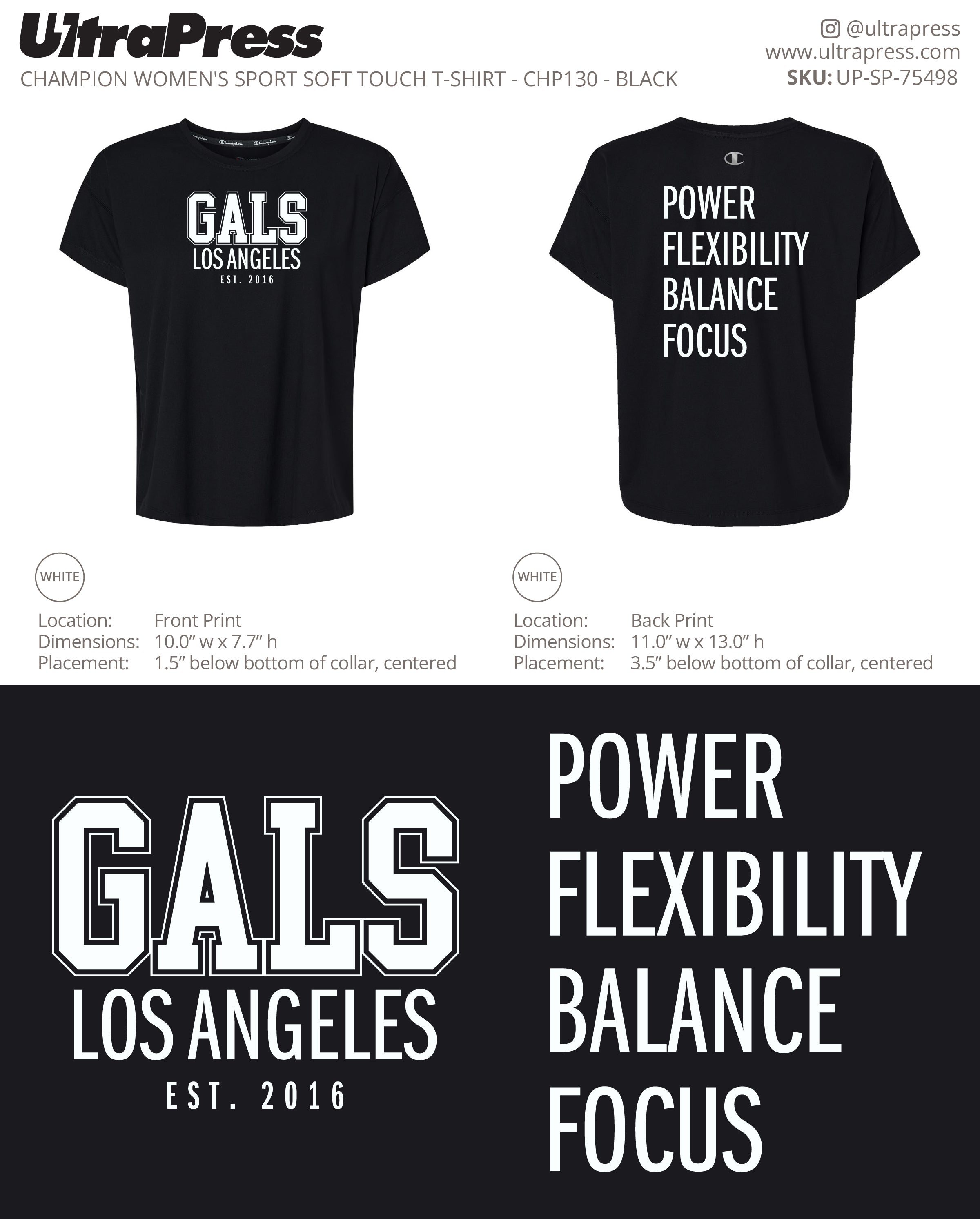 UP-SP-75498 GALS Los T-Shirts 2025 - Erica Younan 48 Min Qty (Bulk)