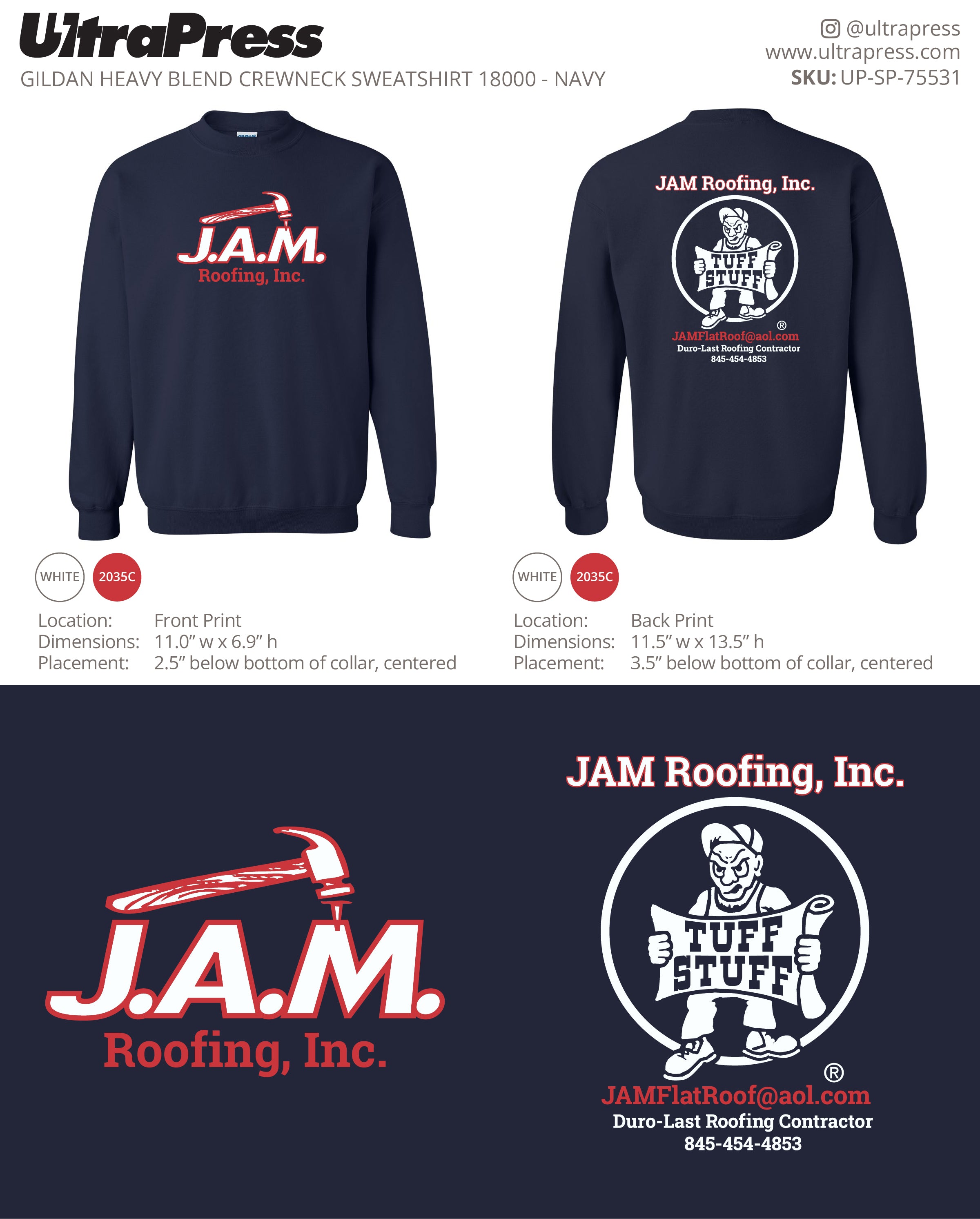 UP-SP-75531 Jam Roofing Inc. (Crewneck) - Joseph Metrando 50 Min Qty (Bulk)