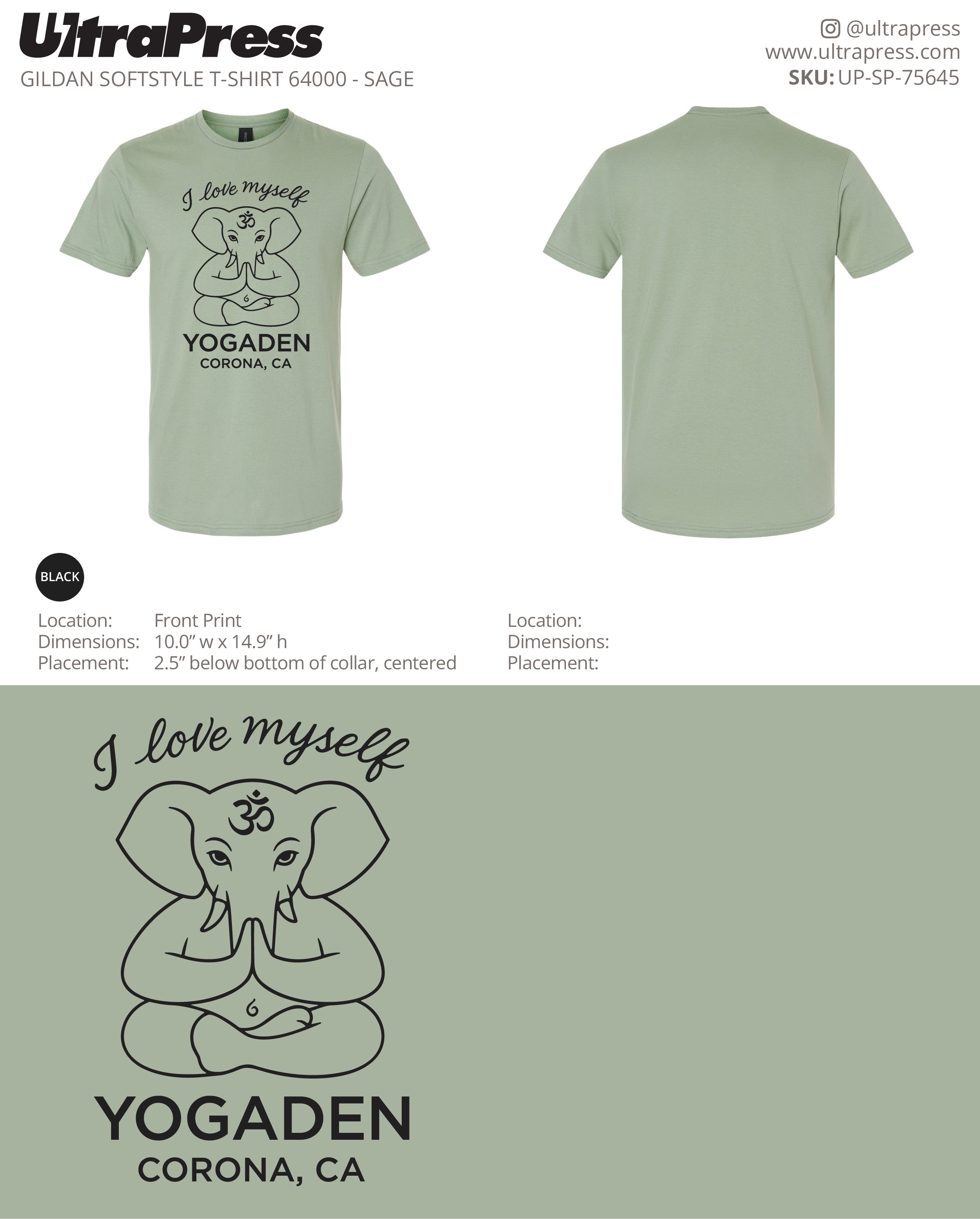 UP-SP-75645 Yogaden Black Logo - Leeza Villagomez 100 Min Qty (Bulk)