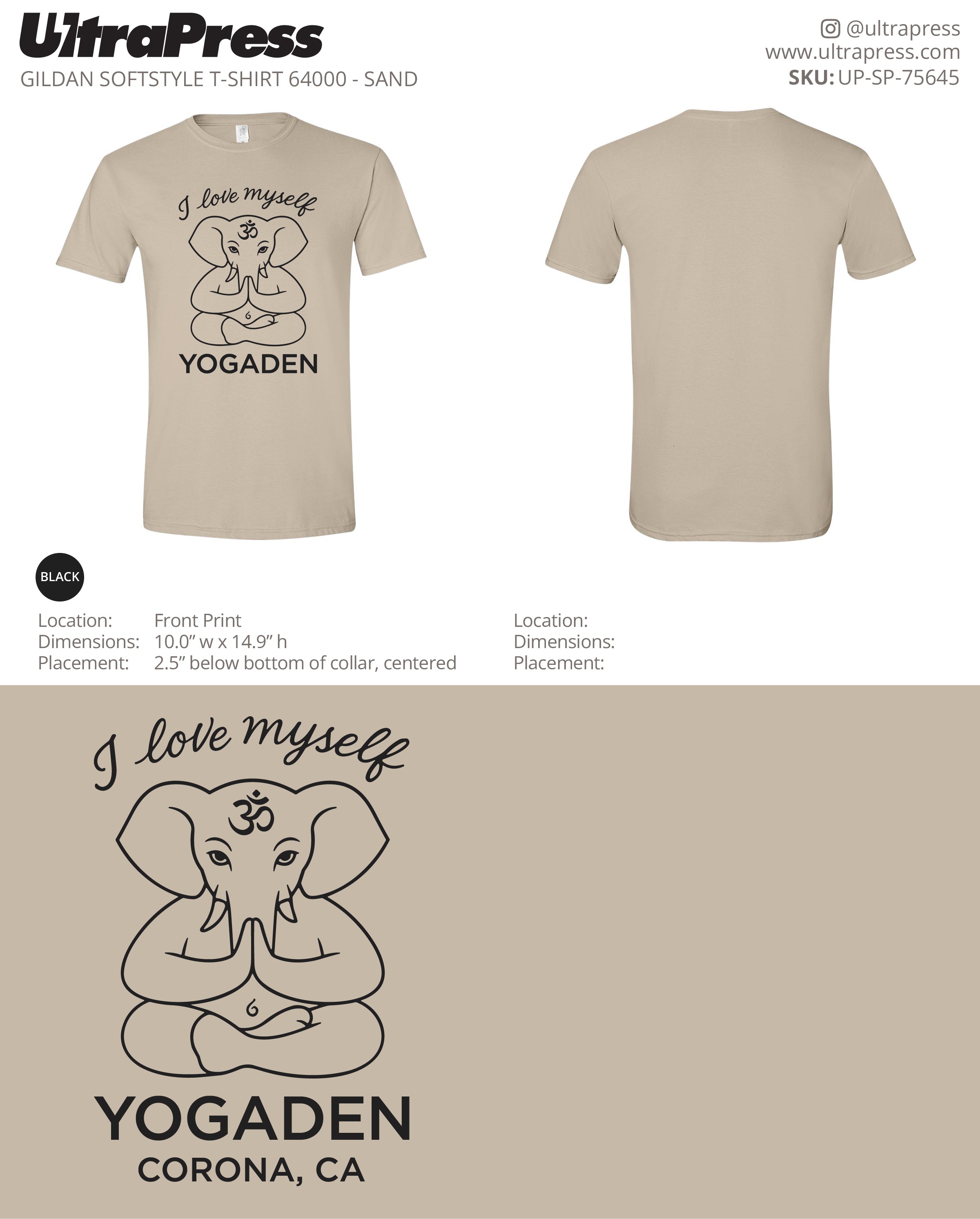 UP-SP-75645 Yogaden Black Logo - Leeza Villagomez 100 Min Qty (Bulk)