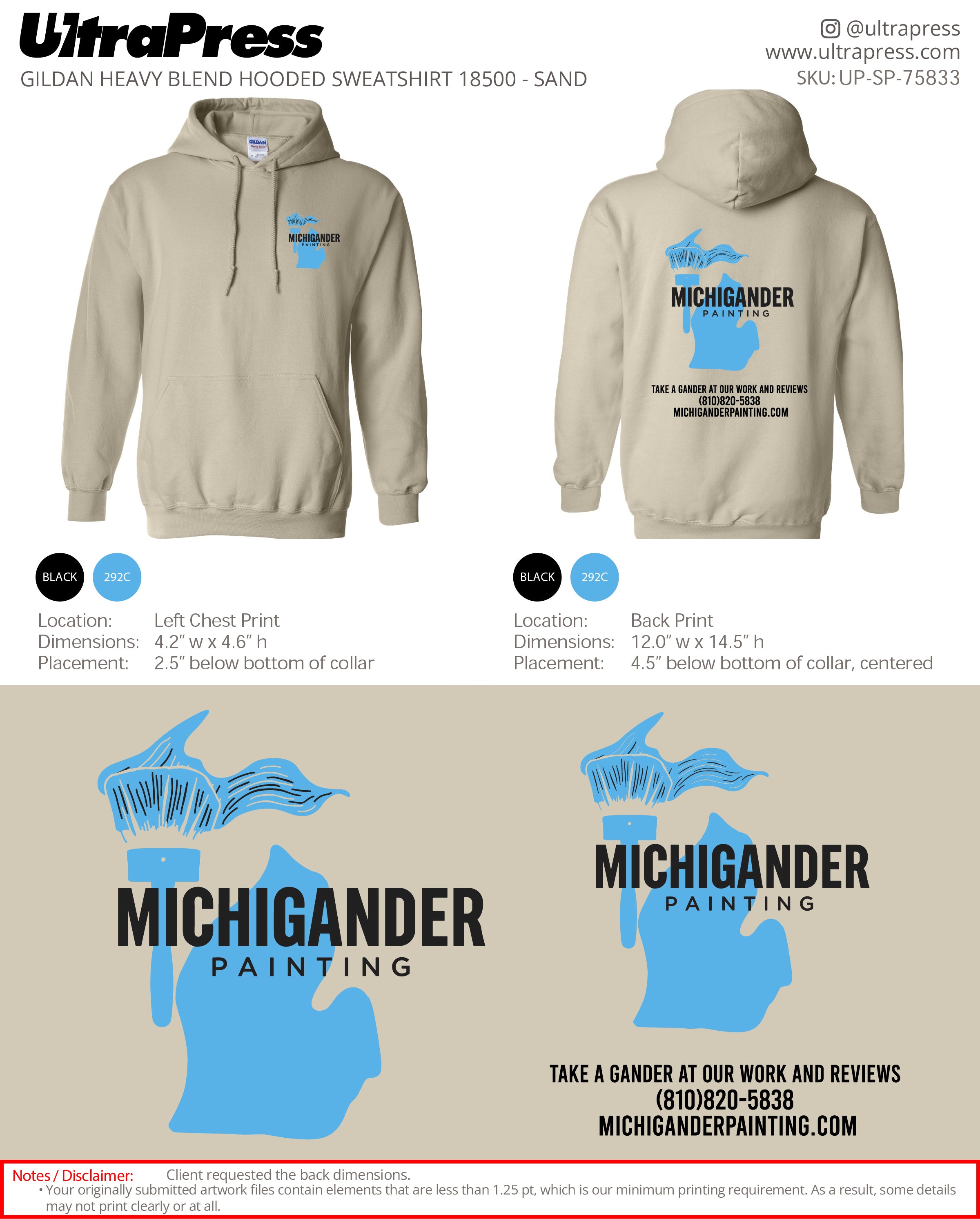 UP-SP-75833 Michigander Hoodies - Justin VanBuskirk- 15 Min Qty (Bulk)
