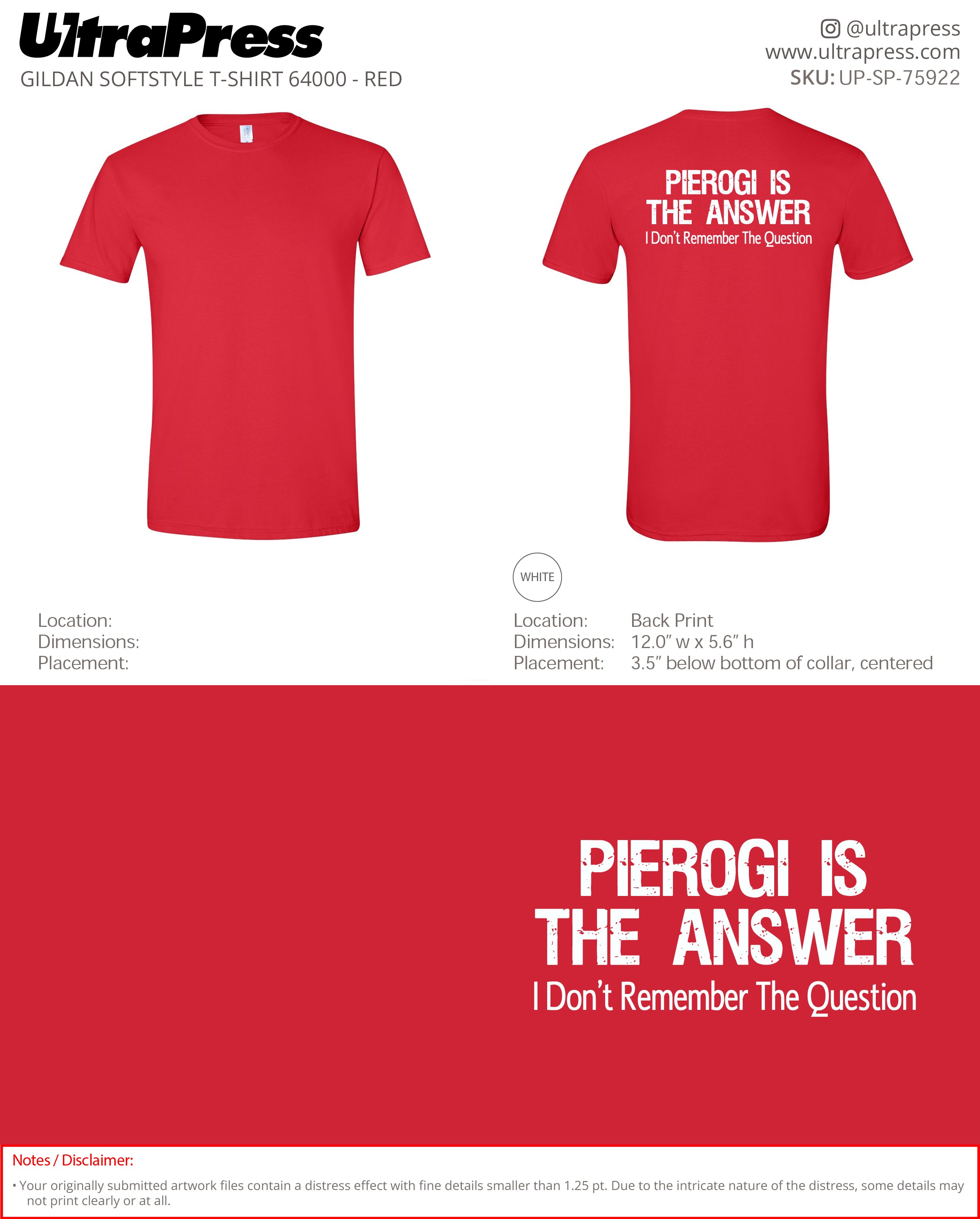 UP-SP-75922 Pierogi is the Answer - David Houston 100 Min Qty (Bulk)