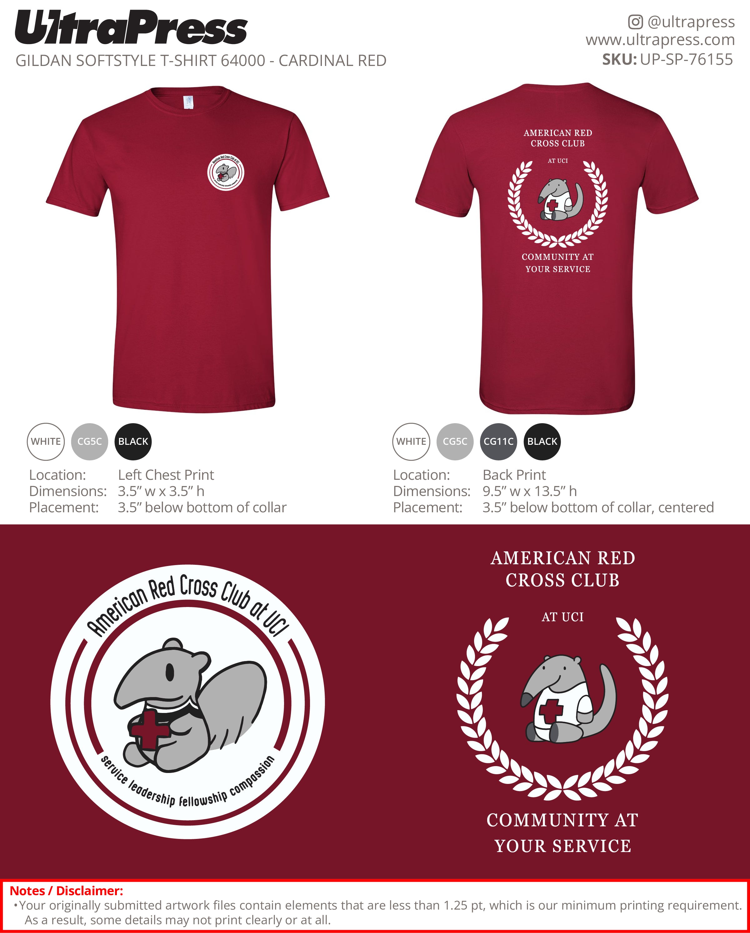 UP-SP-76155 American Red Cross Club at UCI - Elena VanderVeen 50 Min Qty (Bulk)