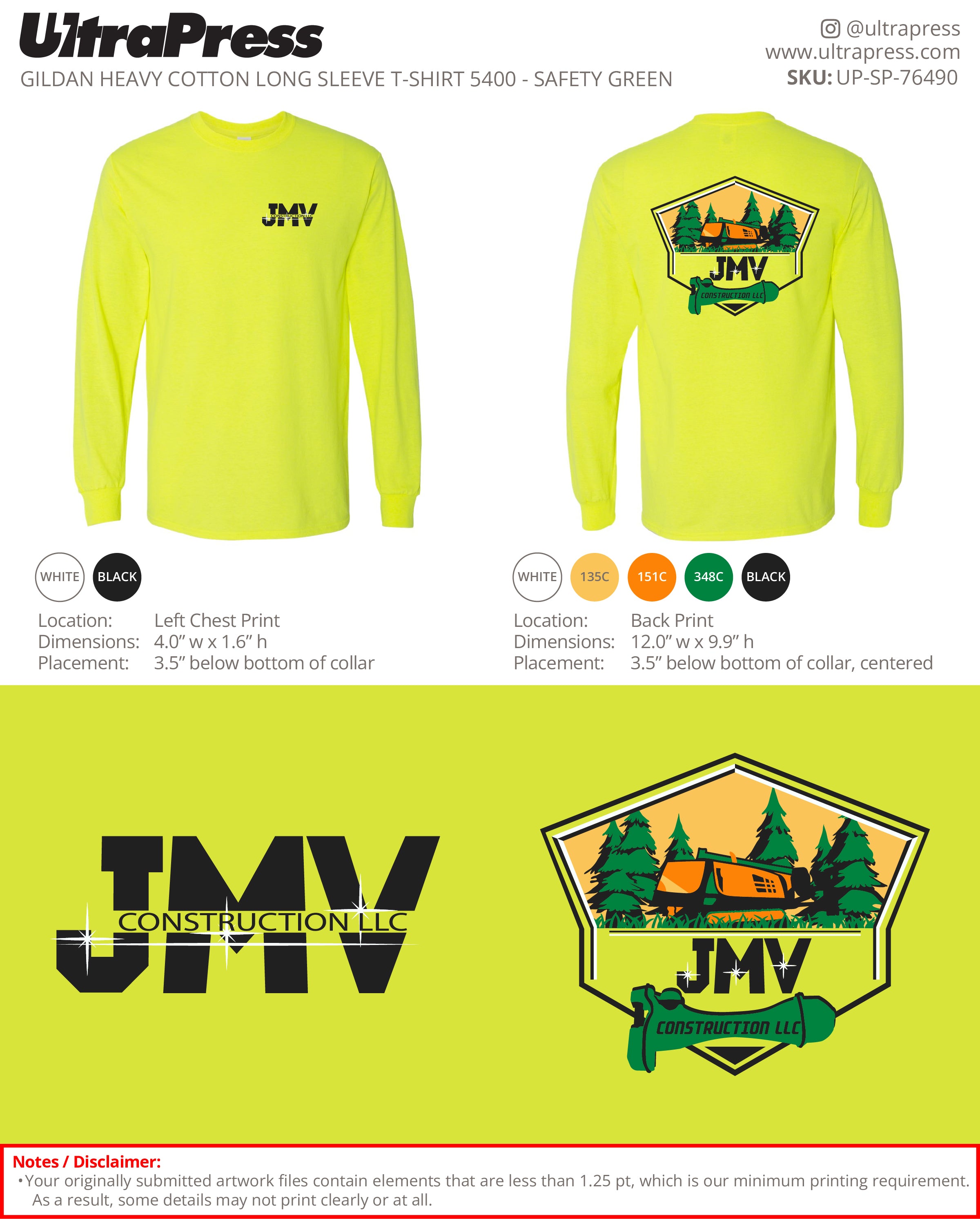 UP-SP-76490 JMV Construction LLC - Veronica Tellez 48 Min Qty (Bulk)