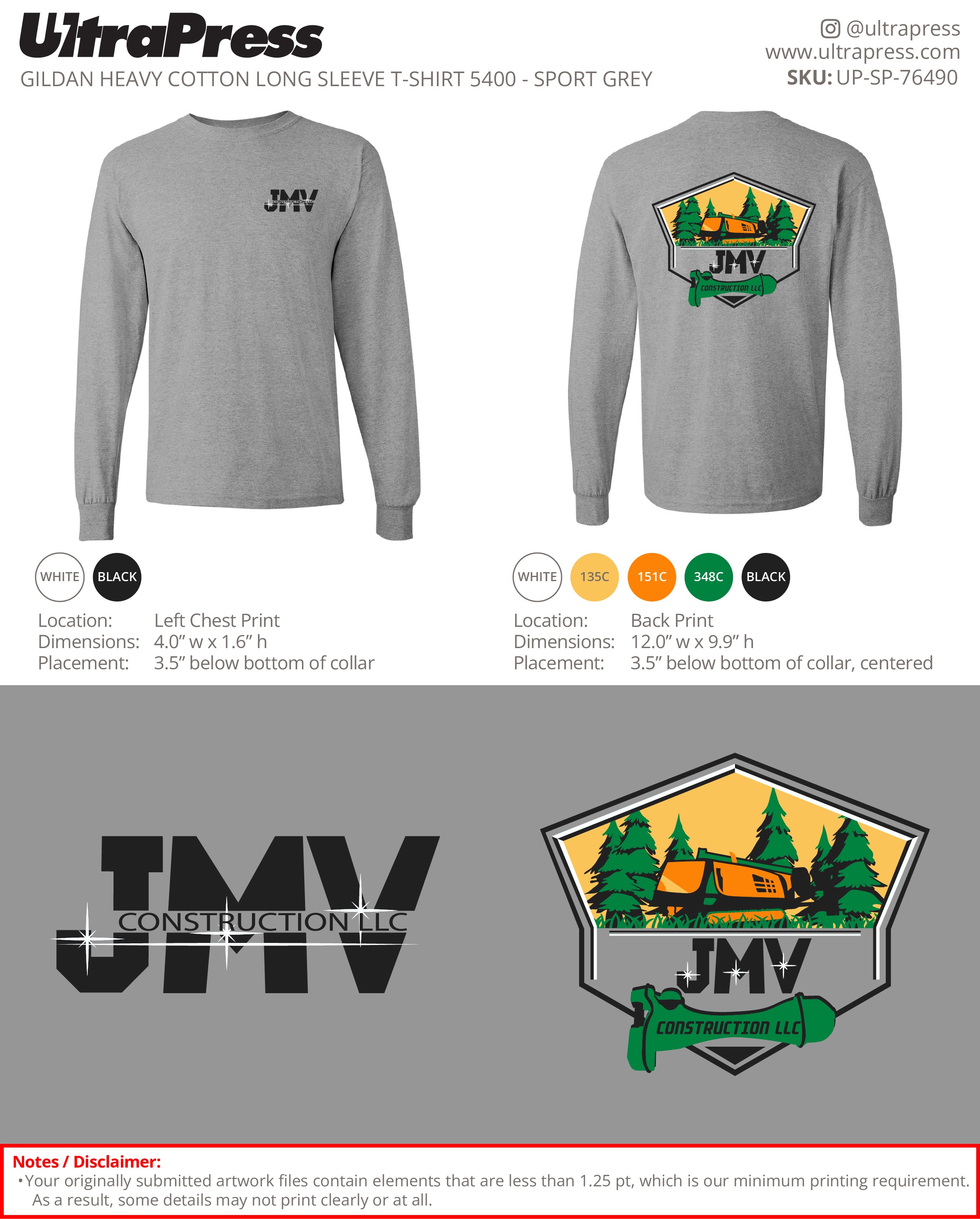 UP-SP-76490 JMV Construction LLC - Veronica Tellez 48 Min Qty (Bulk)