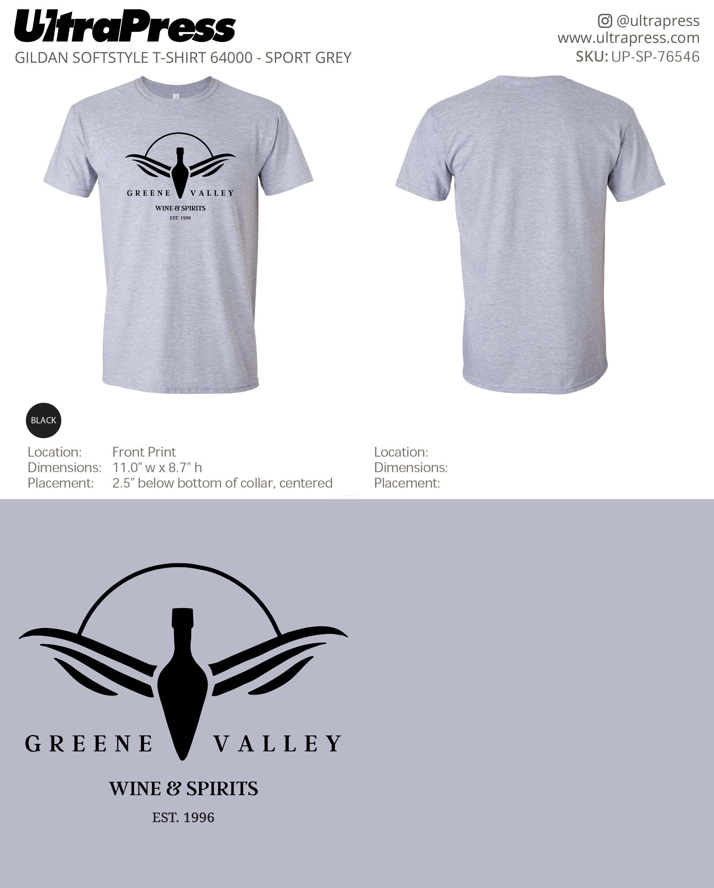 UP-SP-76546 Greene Valley T-Shirts - 100 Min Qty (Bulk)