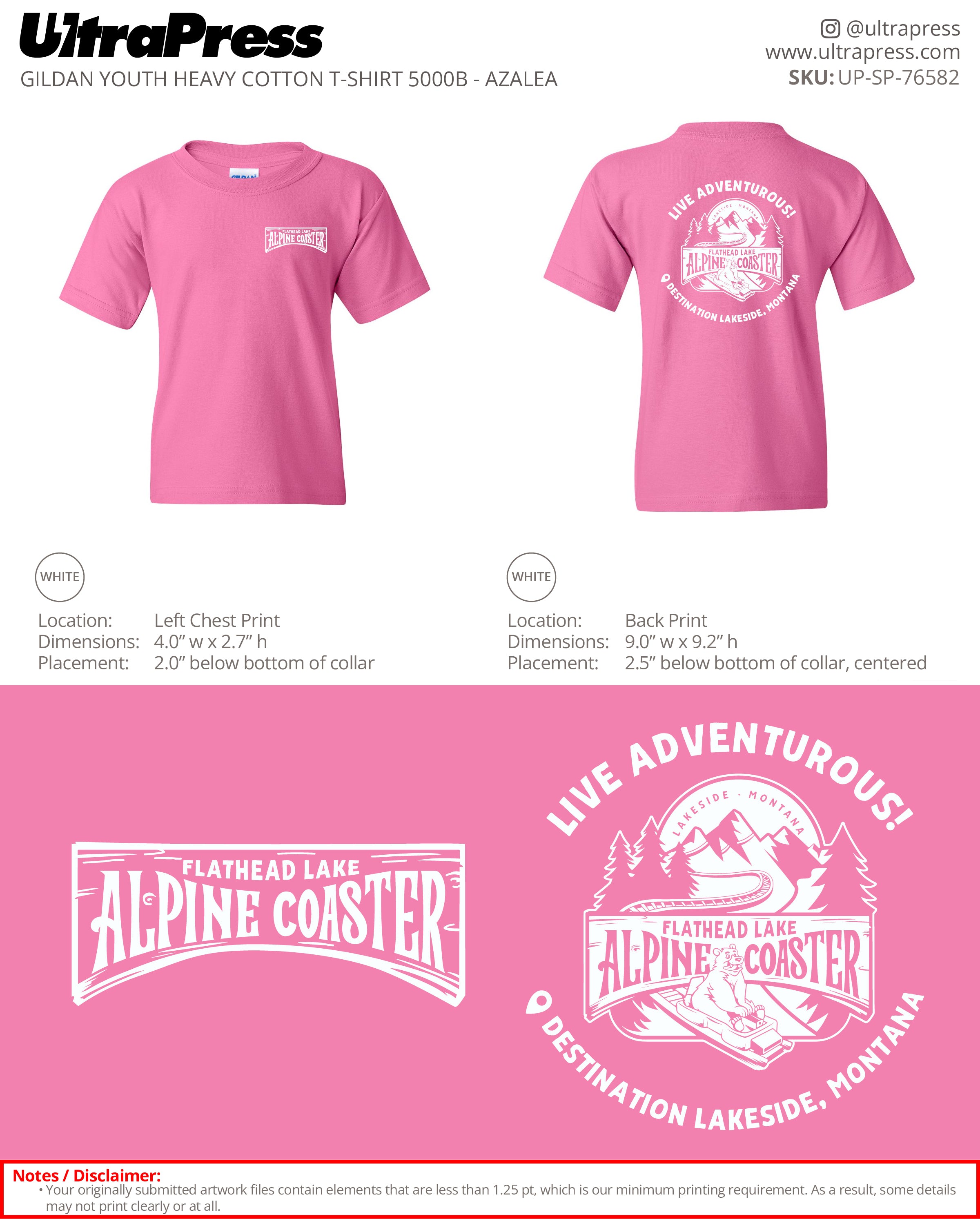 UP-SP-76582 Flathead Lake Alpine Coaster - Jessica Wedel 100 Min Qty (Bulk)