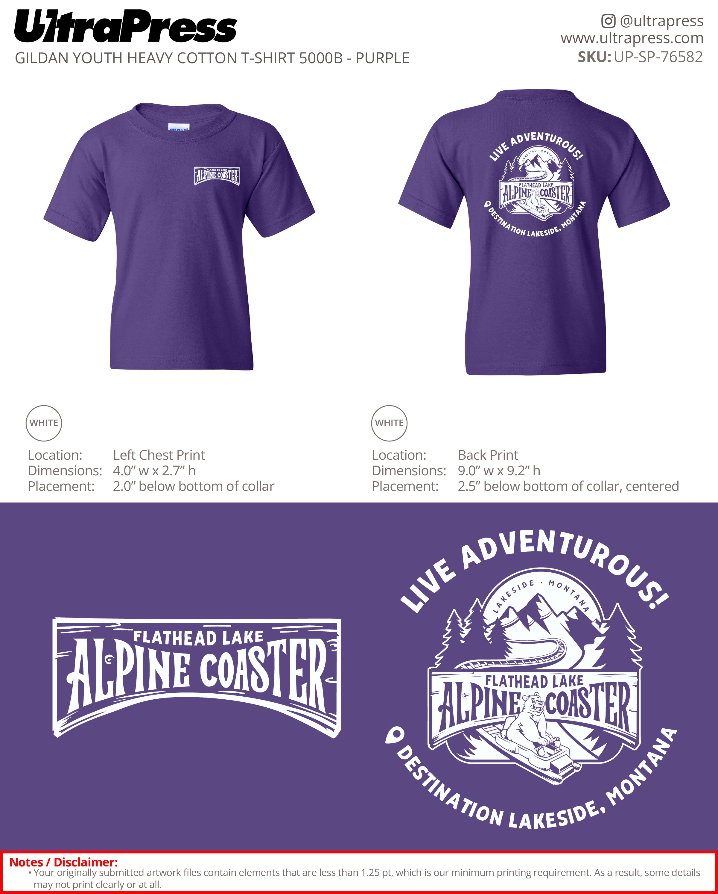 UP-SP-76582 Flathead Lake Alpine Coaster - Jessica Wedel 100 Min Qty (Bulk)