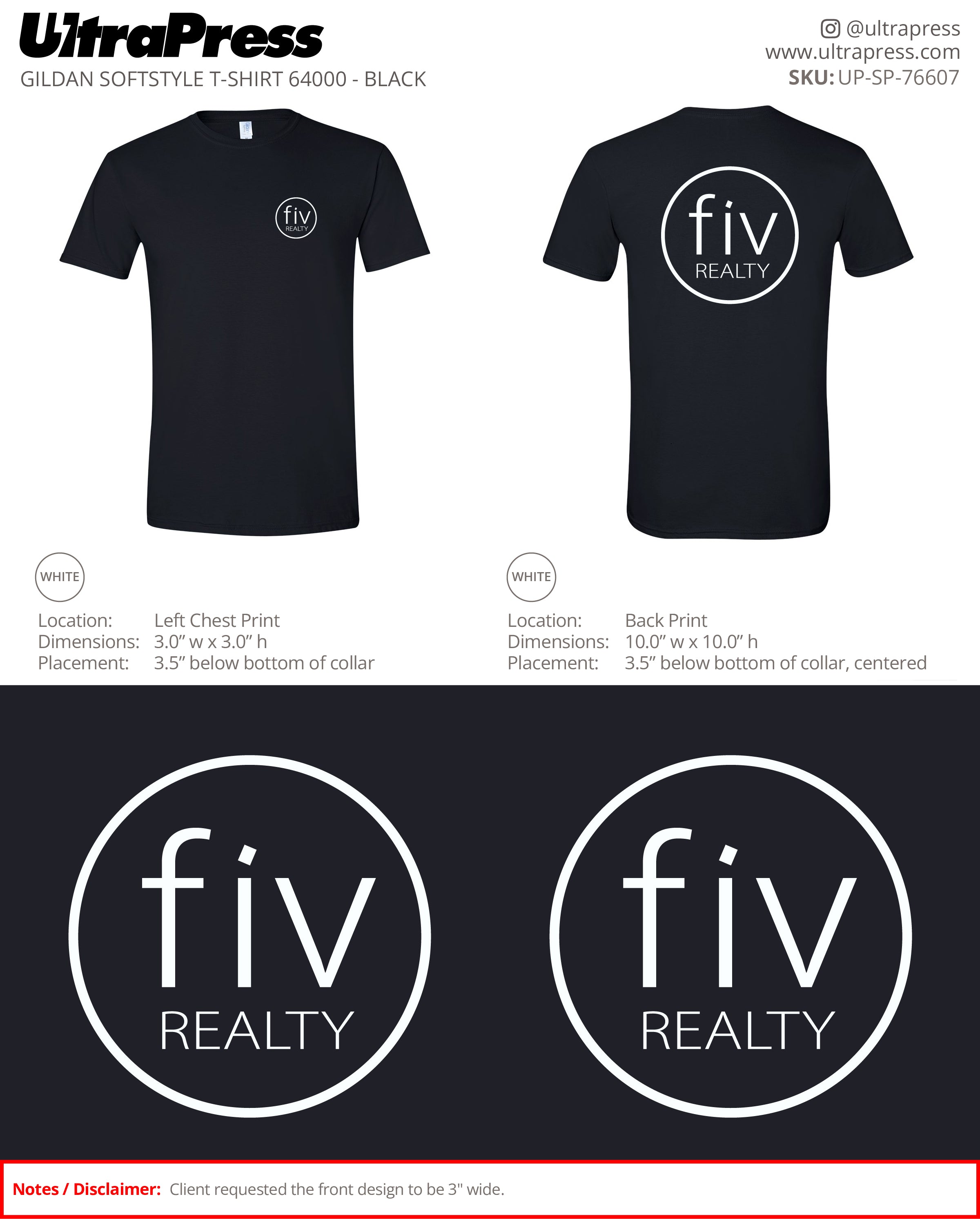 UP-SP-76607 Fiv Realty Black Shirts - Emily Butler - 100 Min Qty - Package Deal (Bulk)