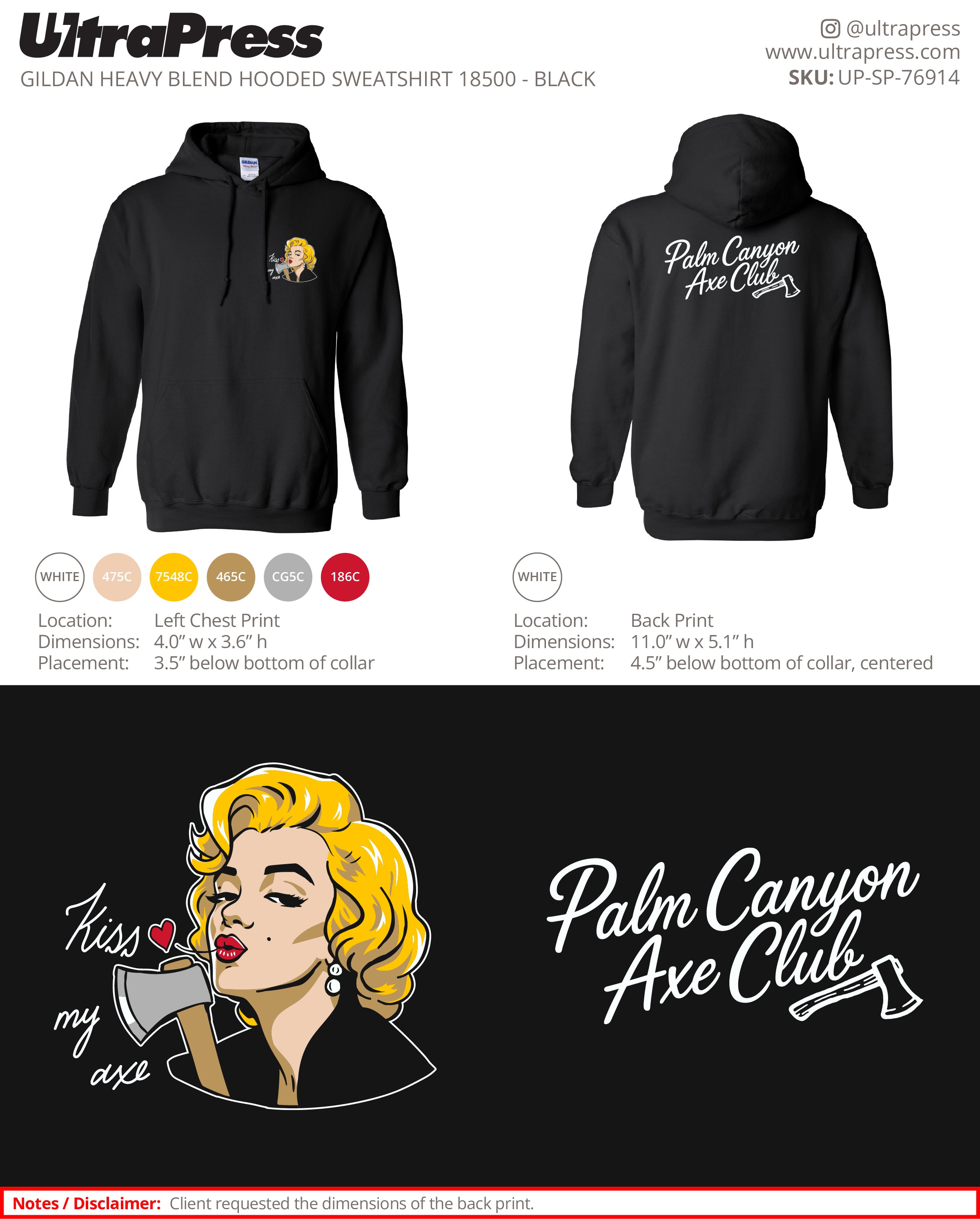 UP-SP-76914 Palm Canyon Axe Club Text Hoodie - Brett 50 Min Qty (Bulk)