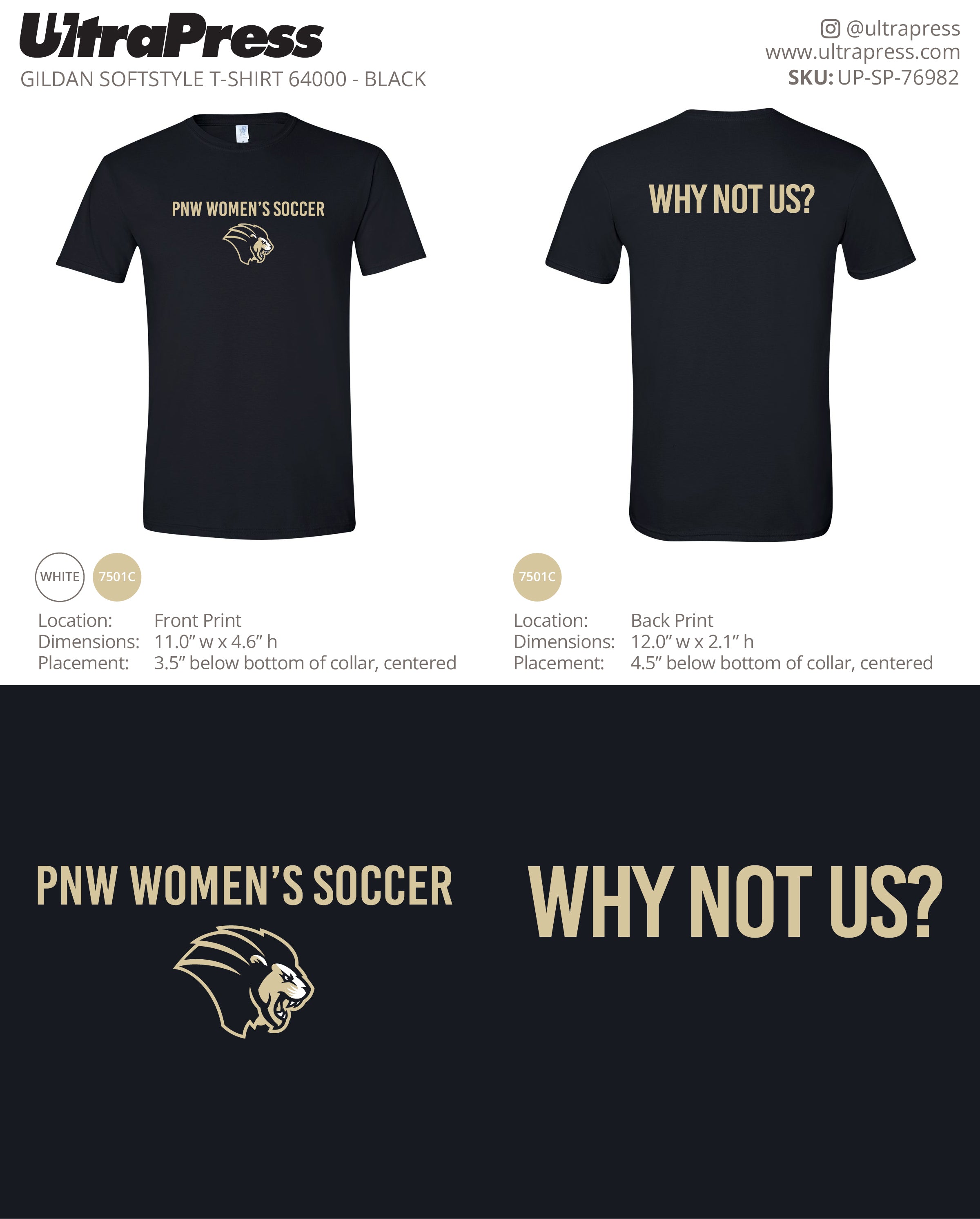 UP-SP-76982 PNW WOMEN’S SOCCER T-Shirts - Mary Catherine Whisler 100 Min Qty (Bulk)